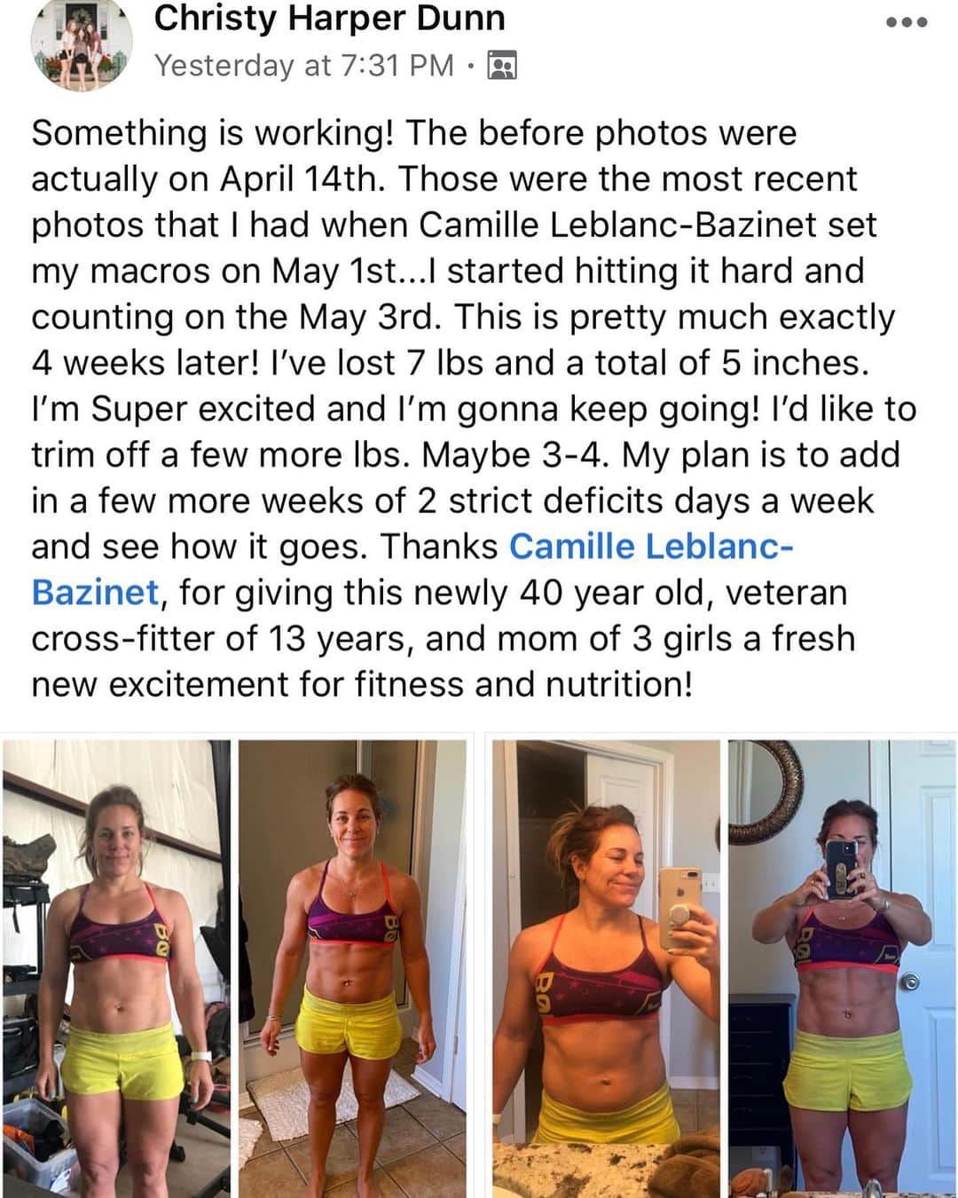 Camille Leblanc-Bazinetさんのインスタグラム写真 - (Camille Leblanc-BazinetInstagram)「30 day Fierce challenge ⭐️ start June 15th ⭐️ Personal weekly macronutrients prescription  Daily workouts + Finishers Daily Mindset work Private Facebook group Leaderboard App for tracking Access to me pretty much all the time haha (I answer everything in our group and love to be super involved) “  We’ve had 1000’s of athletes doing this challenge with an insane rate of success... we keep@refining our methodology and it just keeps getting better. I can not wait for this June challenge it’s going to be EPIC  Ferocefitness.com for sign-up 🤗♥️」6月12日 0時03分 - camillelbaz