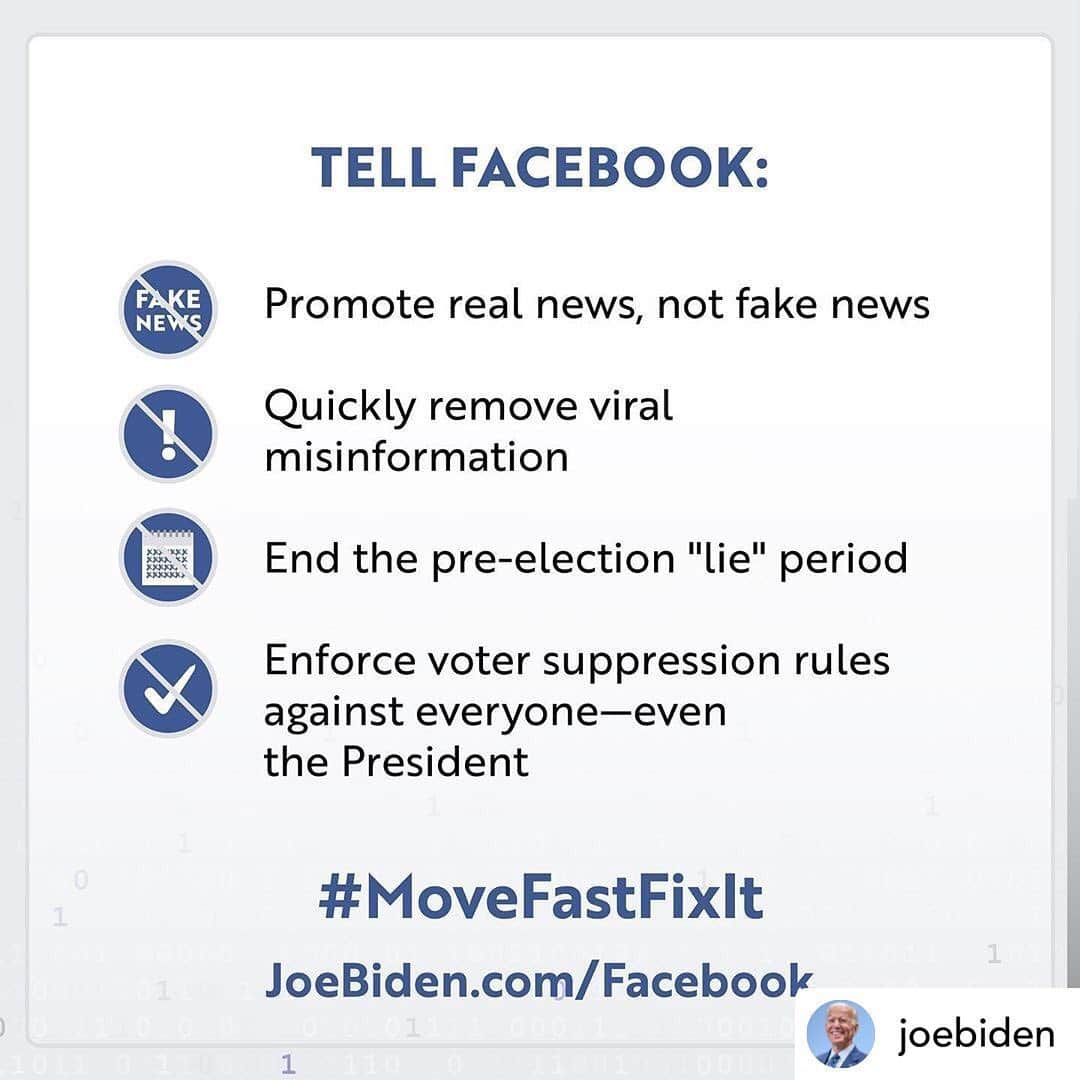 クラーク・グレッグのインスタグラム：「Posted @withregram • @joebiden With less than 150 days until Election Day, the stakes couldn't be higher. We've got to fix Facebook to protect our democracy and ensure fair elections. If you agree, click the link in the @joebiden bio to demand Facebook take action. #MoveFastFixIt」