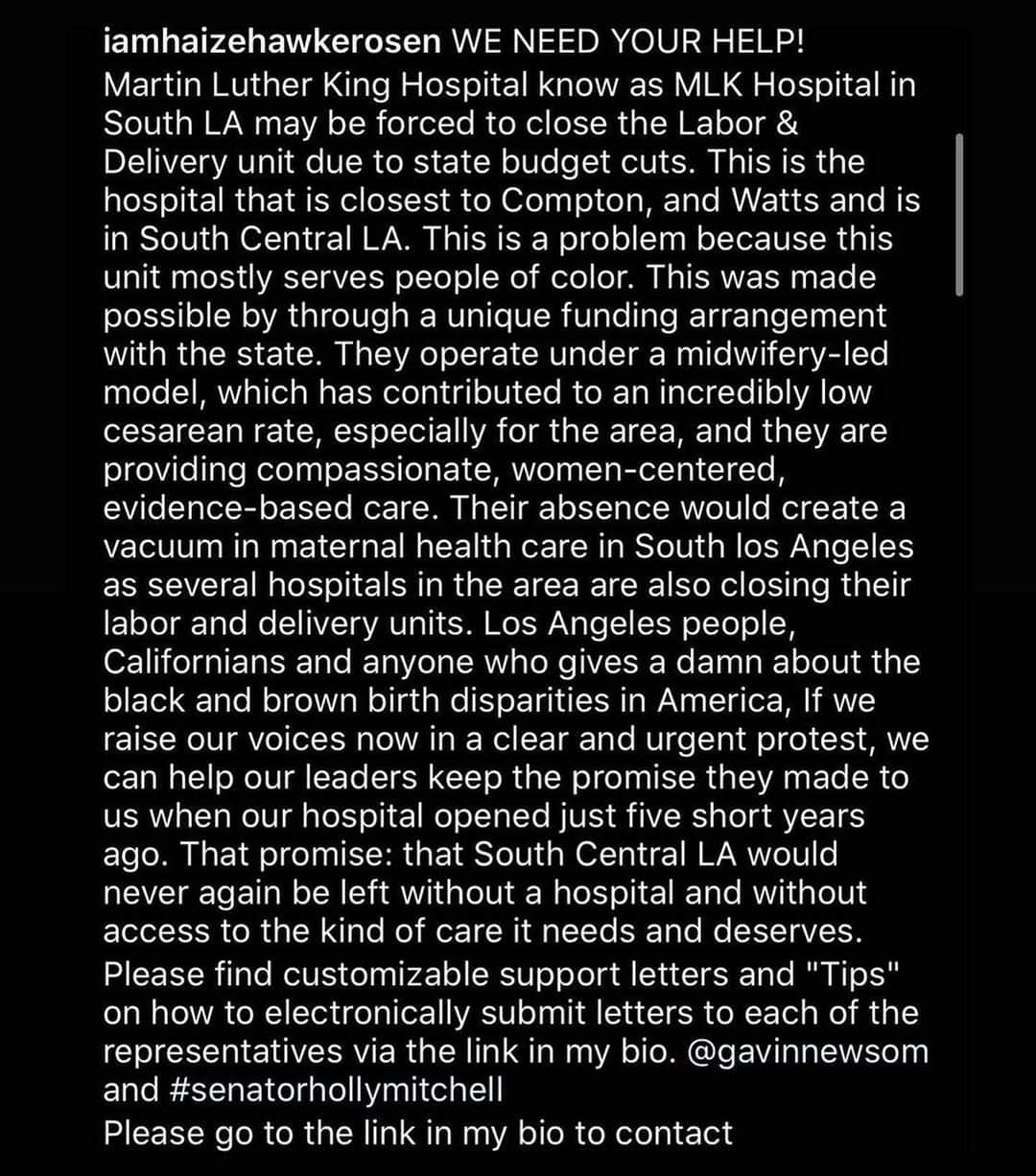 ハンナ・シモンのインスタグラム：「OKAY HUMANS DO THE RIGHT THING FOR THE MAMAS. Action steps in @iamhaizehawkerosen bio. (Via @tchaiko + @chelsanity)」