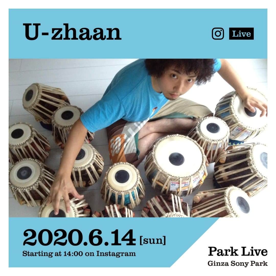 GINZA SONY PARK PROJECTさんのインスタグラム写真 - (GINZA SONY PARK PROJECTInstagram)「[Park Live] *English below⁠ Ginza Sony Parkで開催してきたPark LiveをInstagramのライブ配信で開催。 アーティストそれぞれの自宅やスタジオから、生演奏をお届けします。⁠ 15回目の登場アーティストは、U-zhaan。20年以上現地へ通い続け、今や日本を代表するインド音楽のエキスパートとなったU-zhaanが奏でる、唯一無二のタブラ演奏をお楽しみください。⁠ ⁠ 日時：2020年6月14日(日) 14:00～14:30予定⁠ 場所：Instagram @ginzasonypark からライブ配信⁠ ⁠ 出演者：U-zhaan（ユザーン）⁠ ⁠ <Profile> U-zhaan⁠ オニンド・チャタルジー、ザキール・フセインの両氏からインドの打楽器「タブラ」を師事。2000年よりASA-CHANG&巡礼に加入し、『花』『影の無いヒト』など4枚のアルバムを発表。10年に同ユニットを脱退後、U-zhaan × rei harakamiとして「川越ランデヴー」「ミスターモーニングナイト」等をリリース。14年には坂本龍一、Cornelius、ハナレグミ等をゲストに迎えたソロ名義のアルバム『Tabla Rock Mountain』を発表した。17年に蓮沼執太との共作アルバム『2 Tone』をリリース。20年はインド・アーメダバードで開催されたインド音楽フェス「Saptak Annual Festival of Music」に出演した。⁠ ⁠ ⁠ [Park Live]⁠ The Park Live held at Ginza Sony Park will be live streamed on Instagram. We will be delivering live performances of the artists from their homes and studios. ⁠ The 15th artist is U-zhaan. Please enjoy the one and only sound of Tabla by U-zhaan, who has been constantly traveling to India and is an expert in Indian music who represents Japan.⁠ ⁠ Date: June 14th (sun) 2020⁠ 14:00~14:30 Tokyo⁠ 01:00~01:30 New York⁠ Instagram Live through @ginzasonypark⁠ Performers: U-zhaan⁠ ⁠ <Profile> U-zhaan⁠ Studied the percussion instrument Tabla under both Anindo Chatterjee and Zakir Hussain. From the year 2000 he joined Asa-Chang & Junray and released 4 albums including “Hana” and “Kage No Nai Hito”. Leaving the group in 2010, he released “Kawagoe Rendezvous” and “Mister Morning Night” as U-zhaan × rei harakami. In 2014 he released his solo album “Tabla Rock Mountain” with guest musicians such as Ryuichi Sakamoto, Cornelius, and Hanaregumi. In 2017 he released the album “2 Tone” which was co-produced with Shuta Hasunuma. In 2020 he performed at the music festival “Saptak Annual Festival of Music” held in Ahmedabad, India.⁠ ⁠ @u_zhaan #uzhaan #ユザーン #ginzasonypark #銀座ソニーパーク #GS89 #parklive #parkliveartist #ライブ #live #tokyo #インスタライブ #instalive」6月12日 17時01分 - ginzasonypark