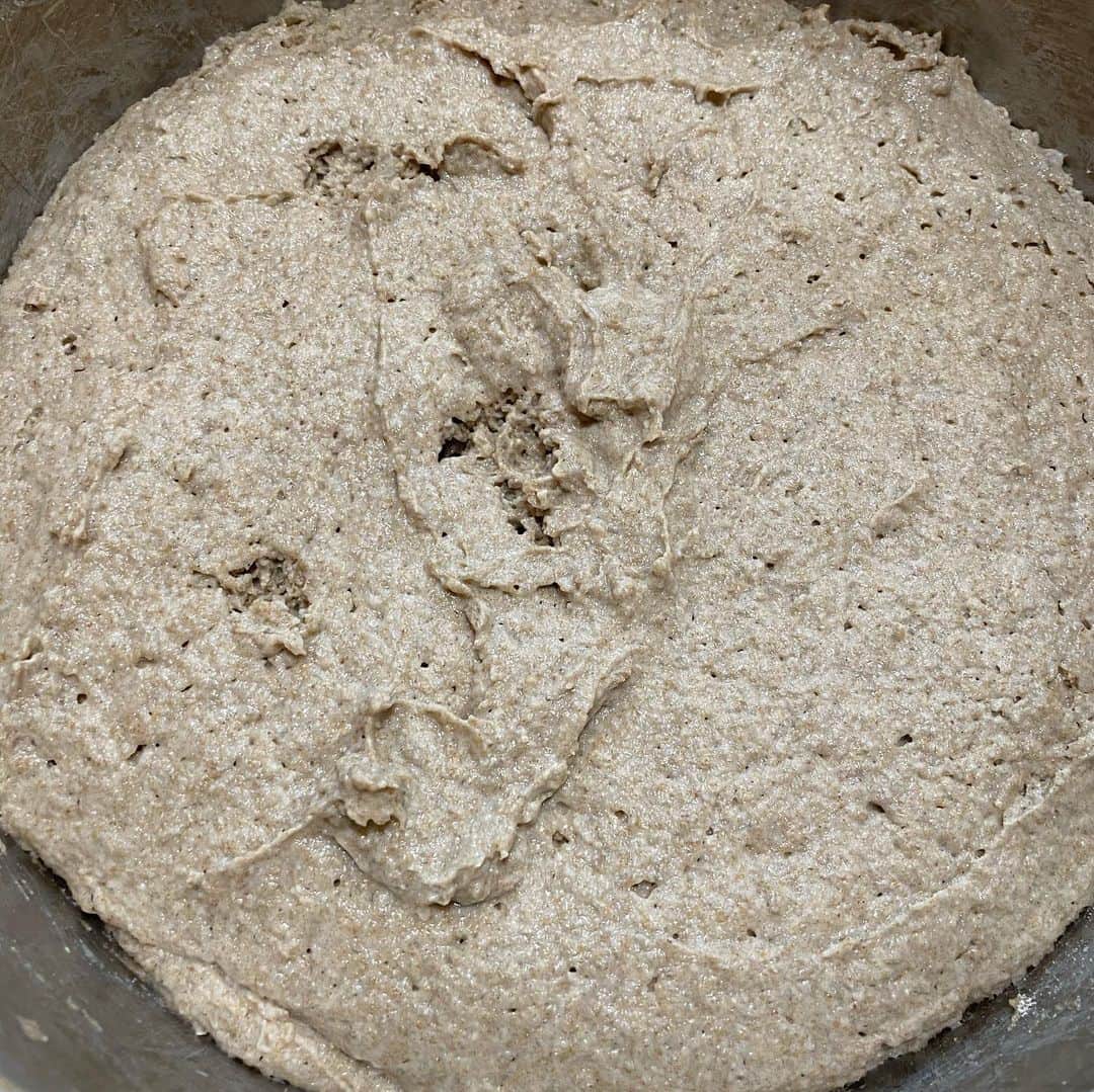 魔女菅原さんのインスタグラム写真 - (魔女菅原Instagram)「#90%のライ麦パン #ライ麦パン #濃いライ麦パンあります  ライ麦全粒粉を3段階につないだフルサワーで焼き上げています。 フルサワーの発酵力が強いので、イーストは使っていません。  二枚目三枚目がフルサワー完成の状態です😉。 #盛岡　#盛岡パン　#盛岡パン屋　#盛岡ライ麦パン　#自家製天然酵母のパン屋さんカンパーニュ #魔女菅原」6月12日 10時13分 - hatsuyosugawara