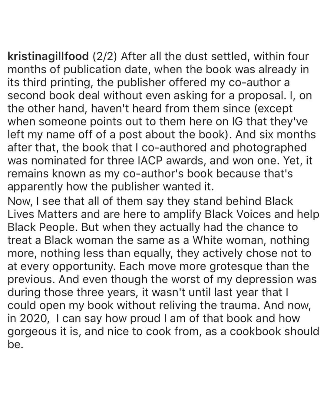 Grace Bonneyさんのインスタグラム写真 - (Grace BonneyInstagram)「Today @kristinagillfood did something very brave and important. She spoke up and shared a personal story about her working experience at @clarksonpotter that was incredibly difficult.  I hope you’ll listen to her experience. I hope you’ll share it and stand up with her. I also hope you’ll want to know more about her and her work.  Some of you may know that Kristina was the creator of the Food & Drink column at Design*Sponge, which she ran for almost 15 years. Under her leadership the column went from a casual recipe post to a beautiful and meaningful weekly column that celebrated an incredible range of chefs, home cooks and stories from around the world. All of that was because of Kristina. She made people feel safe and heard and welcome.  She’s also an IACP award-winning photographer and the co-author (and photographer) of Tasting Rome. She has produced images for National Geographic Traveler, Need Supply's Human Being Journal, VSCO, Atlas Quarterly, Australia Gourmet Traveller, Bon Appetit, kinfolk, Airbnb, Lomography, and belle Australia. Kristina supports the United Nations' World Food Programme in its fight against world hunger and knows more about the world of food than anyone else I know. She is funny and kind. She is a fiercely loyal friend. She is one of the hardest workers I know. She loves dogs and all sorts of wild animals that she shares with us from her home in Rome. She is also the queen of finding an internet hotspot anywhere we go.  Her work and her voice are an invaluable part of the home and food community and I hope you’ll join me in reading her story, sharing it, speaking up in support and continuing to support her work online and off. We love you, Kristina. ♥️」6月12日 10時47分 - designsponge