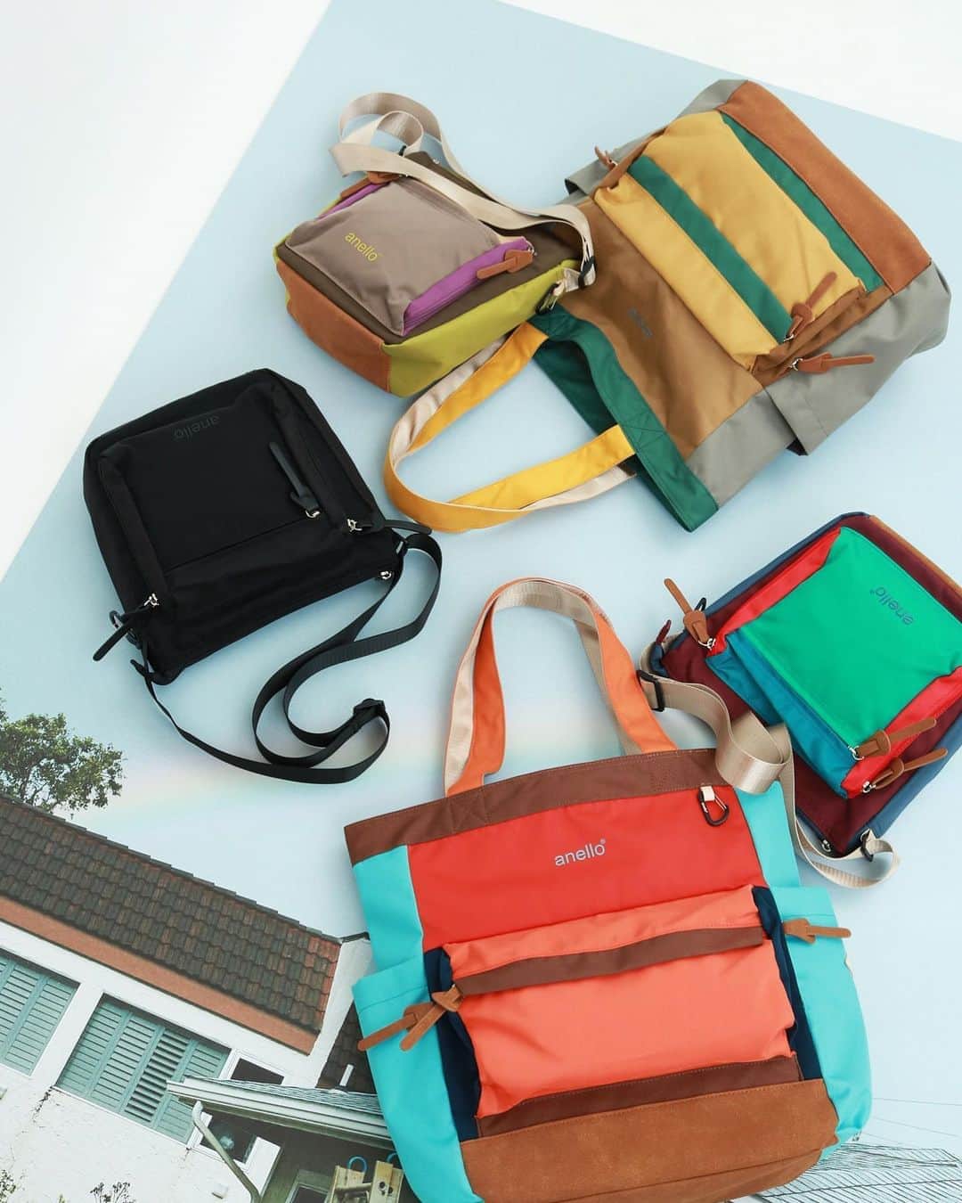 のインスタグラム：「. ■AT-B3634 NOSTALGIC M.F TOTE BAG A,D ■AT-B3636 MINI SHOULDER BAG B,C,BK . . #anello #anello_bag #bag #totebag #shoulderbag #OOTD #アネロ #バッグ #トートバッグ #ショルダーバッグ  #2020summer」