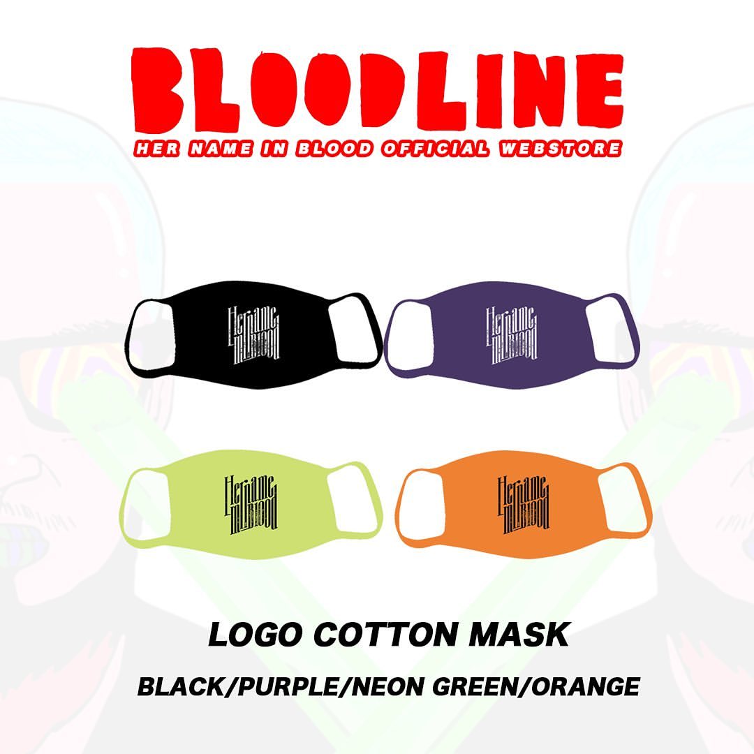 Her Name In Bloodのインスタグラム：「BLOODLINEにて予約商品をオーダーしていただいたみなさん、改めてありがとうございます。  衣類、キャップ類やグラスなどの製造は既に完了し本日より発送を開始しました！  みなさんの手元に届くのが楽しみです。  並びに、こちらのマスクに使用している輸入品のボディが到着が遅延しており、同時にオーダーしていただいたアイテムとは別発送でのお届けになります。  月末には製造が完了する予定なので、再度こちらからアナウンスさせていただきます。  早期の到着を楽しみにしていた皆様にお詫び申し上げます。」