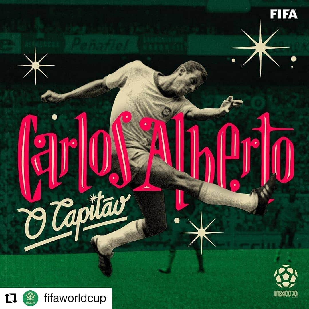 サッカー ブラジル代表チームさんのインスタグラム写真 - (サッカー ブラジル代表チームInstagram)「"O Capitão do melhor time da história" #50AnosdoTRI  #Repost @fifaworldcup • • • • • • #Mexico70 ⭐ #WorldCupIcon⁣ ⁣ Name: Carlos Alberto⁣ (RB) Nickname ©️ O Capitão⁣ Country 🇧🇷 Brazil⁣ Stand-out skill 🏃🏾‍♂️ Stamina⁣ ⁣ *Iconic achievement: Plain and simple, the captain of the best team in history. A hard-nosed defender and fearless leader with talent to join the attack.⁣ ⁣ #WorldCup #WorldCupAtHome #Brazil #Brasil #50AnosdoTri #Copade70」6月13日 0時59分 - cbf_futebol