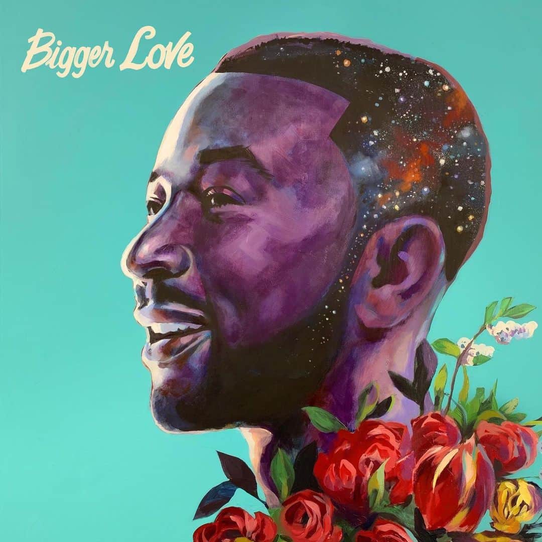 ジョン・レジェンドさんのインスタグラム写真 - (ジョン・レジェンドInstagram)「I’m so excited to introduce my new album #BiggerLove to the world.  Here’s the album cover painted by brilliant artist @charlylpalmer.  Swipe for the track list, including my amazing featured guests.  This project has been a labor of love for me, something I’ve spent over a year conceiving and creating.  I poured my heart and soul into these songs and collaborated with some incredibly gifted co-writers, producers and musicians.  The songs are inspired by the loves of my life:  my wife, my family and the rich tradition of black music that has made me the artist I am.  All of these songs were created prior to the world being rocked by a pandemic, prior to the latest police killings in the U.S. that sent so many to the streets in protest.  During these painful times, some of us may wonder if it’s ok to laugh or dance or be romantic. Lately, the images of black people in the media have been showing us with knees on our necks, in mourning, or expressing our collective outrage.  We feel all those emotions.  But It’s important for us to continue to show the world the fullness of what it is to be black and human. Through our art, we are able to do that. This album is a celebration of love, joy, sensuality, hope, and resilience, the things that make our culture so beautiful and influential.  I’m under no illusion that music can save the world or solve the world’s problems, but I’ve always turned to music to help me through tough times and I know many of you have done the same.  That’s why I couldn’t wait to release this album to the world.  I debuted in 2004 with an album called Get Lifted.  And now, as we enter the summer of 2020, I hope this new album can get you lifted again, fill your hearts with love and inspiration, give you something to dance to, something to hold hands to, something to make love to.  A week from today, on June 19, I invite you to experience a #BiggerLove.」6月13日 1時00分 - johnlegend