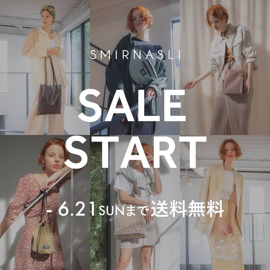 SMIRNASLI_officialのインスタグラム：「一足早く、SALEスタート致しました❣️ 〜21日(sun)までは、全品送料無料です！！ 今がチャンスです🌟 . . . #smirnasli #サミールナスリ #SALE #セール #presale #プレセール #bag #バッグ #shoes #サンダル #accessories #アクセサリー #leather #leatherbag #本革 #革バッグ #2020 #2020ss #spring  #summer」