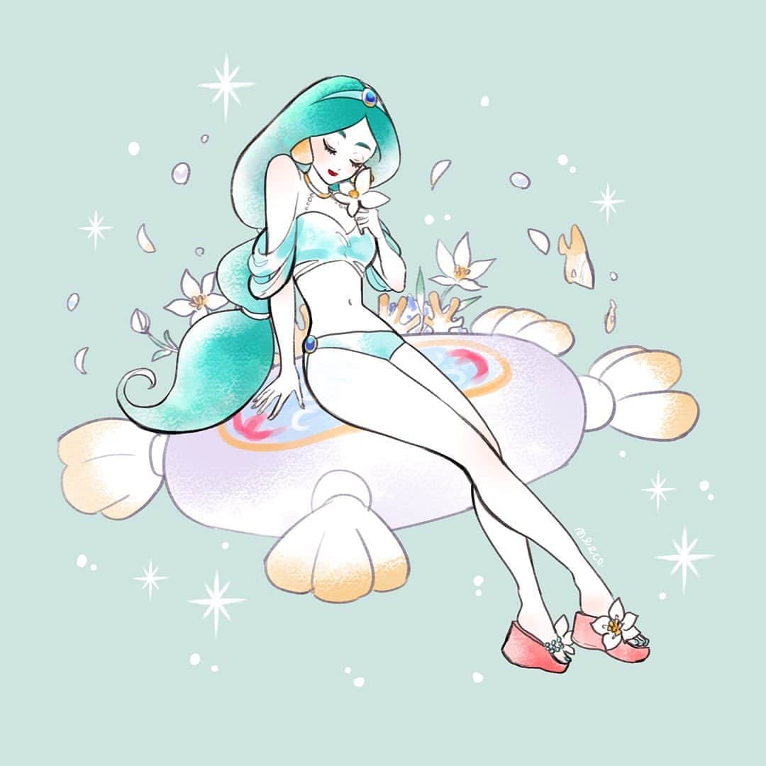 みーこさんのインスタグラム写真 みーこinstagram ジャスミンイメージ水着 こちらのイラストのsnsアイコン等へのご使用はご遠慮ください ジャスミン Jasmine アラジン Aladdin イラストレーター イラスト イラストグラム Fanart Disney