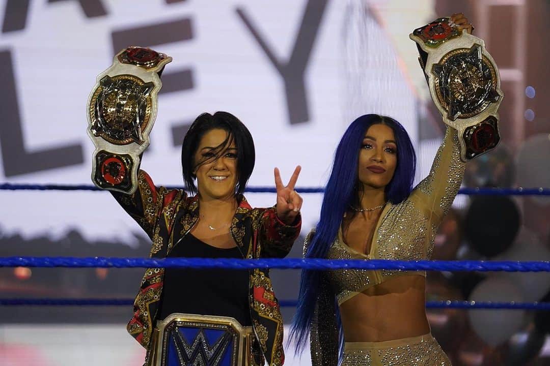 WWEさんのインスタグラム写真 - (WWEInstagram)「The celebration didn’t last long for @itsmebayley & @sashabankswwe on #SmackDown! Will they still be the champs after #WWEBacklash this Sunday?!」6月13日 10時40分 - wwe