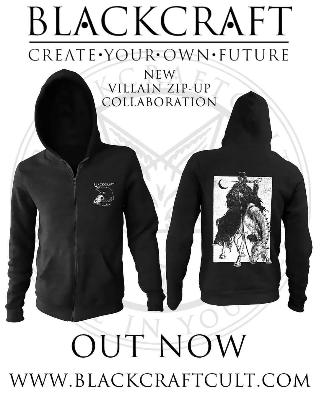 マーティ・スカルのインスタグラム：「New Villain x Blackcraft collaboration hoody now available @blackcraftcult 🔥🔥🔥 #villain ☔️」