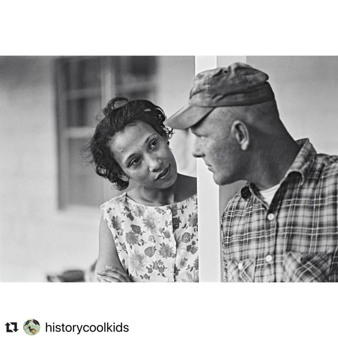 ルーカス・ティルのインスタグラム：「#Repost @historycoolkids with @make_repost ・・・ This is Mildred and Richard Loving.⁣⁣ ⁣⁣ Their marriage and court case would go on to end all laws banning interracial marriage in the United States in 1967. June 12th is Loving Day and today marks its 53rd anniversary.⁣⁣ ⁣⁣ The Lovings' case was specifically chosen for the Supreme Court, partly because they were so unmistakably in love with each other. Mildred and Richard were poor "regular folks" who just wanted to be left alone but decided to put themselves in the national spotlight in order to put an end to the racial injustice they had experienced simply for loving one another.⁣⁣ ⁣⁣ In 2007, on the 40th anniversary of the Loving decision, Mildred issued the following statement:⁣⁣ ⁣⁣ “Surrounded as I am now by wonderful children and grandchildren, not a day goes by that I don’t think of Richard and our love, our right to marry, and how much it meant to me to have that freedom to marry the person precious to me, even if others thought he was the ‘wrong kind of person’ for me to marry. I believe all Americans, no matter their race, no matter their sex, no matter their sexual orientation, should have that same freedom to marry. Government has no business imposing some people’s religious beliefs over others. Especially if it denies people’s civil rights. I am still not a political person, but I am proud that Richard’s and my name is on a court case that can help reinforce the love, the commitment, the fairness, and the family that so many people, black or white, young or old, gay or straight seek in life. I support the freedom to marry for all. That’s what Loving, and loving, are all about.”⁣⁣ ⁣⁣ Photograph credit: Grey Villet, 1965⁣ ⁣ Source: https://www.theguardian.com/books/gallery/2017/mar/29/the-lovings-in-pictures」