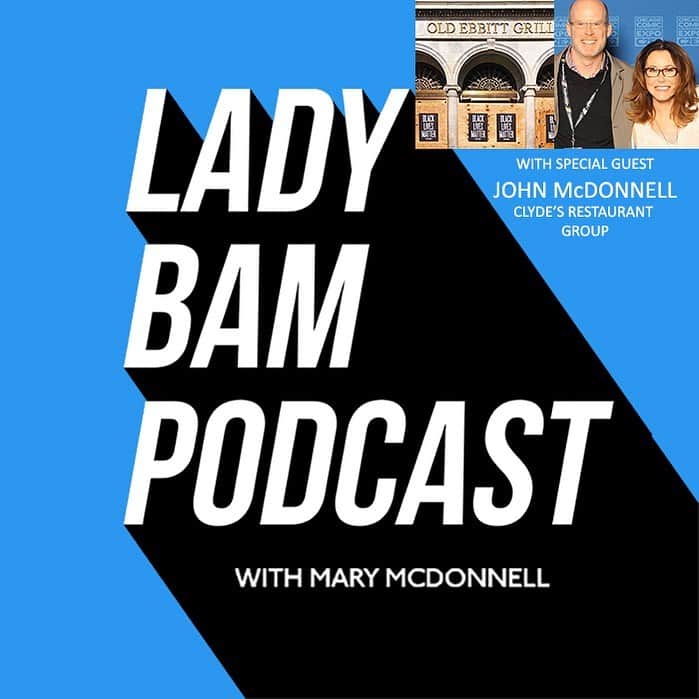 メアリー・マクドネルのインスタグラム：「Here it is, the latest @ladybampodcast! My brother, @clydes_restaurant COO John McDonnell! Enjoy!! ——— This week on the Lady Bam Podcast, it’s a family affair when Mary’s brother John McDonnell joins us on the podcast. As COO of Clyde’s Restaurant Group in Washington D.C., John has been leading his company through the last few months of changes the Covid-19 pandemic has brought to the restaurant industry. His innovative solutions and strategies continue to bring stability and assistance to his restaurants and its employees even in today’s ever-changing climate.  We first spoke with John several weeks ago. This week we returned to the conversation and caught up on Clyde’s support of #BLM in part two of the podcast.  Listen now at LadyBamPodcast.com!」