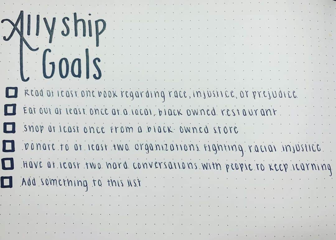 メリッサ・フランクリンさんのインスタグラム写真 - (メリッサ・フランクリンInstagram)「My husband and I talk to young swimmers all the time about the importance of goals. Not just for swimming, but for life. Writing my goals down has always been something that has keep me motivated and held me accountable. As we move forward, I wanted to share how much writing down my goals helps me, just in case it might resonate with any of you, particularly as it relates to allyship as we move forward. I personally have so much work to do. I have just started, and I have a very long way to go. I have written these at the top of every month in my planner, to hold myself accountable to becoming a better ally, not just for the past two weeks, but for the rest of my life, and then to teach my children how to do even better than me. This is not about checking off boxes. Not even close. This is about holding myself to my promise. To be better and to do better, and to always continue learning and growing. I am doing the work, and I will continue doing it.」6月13日 7時08分 - missyfranklin88