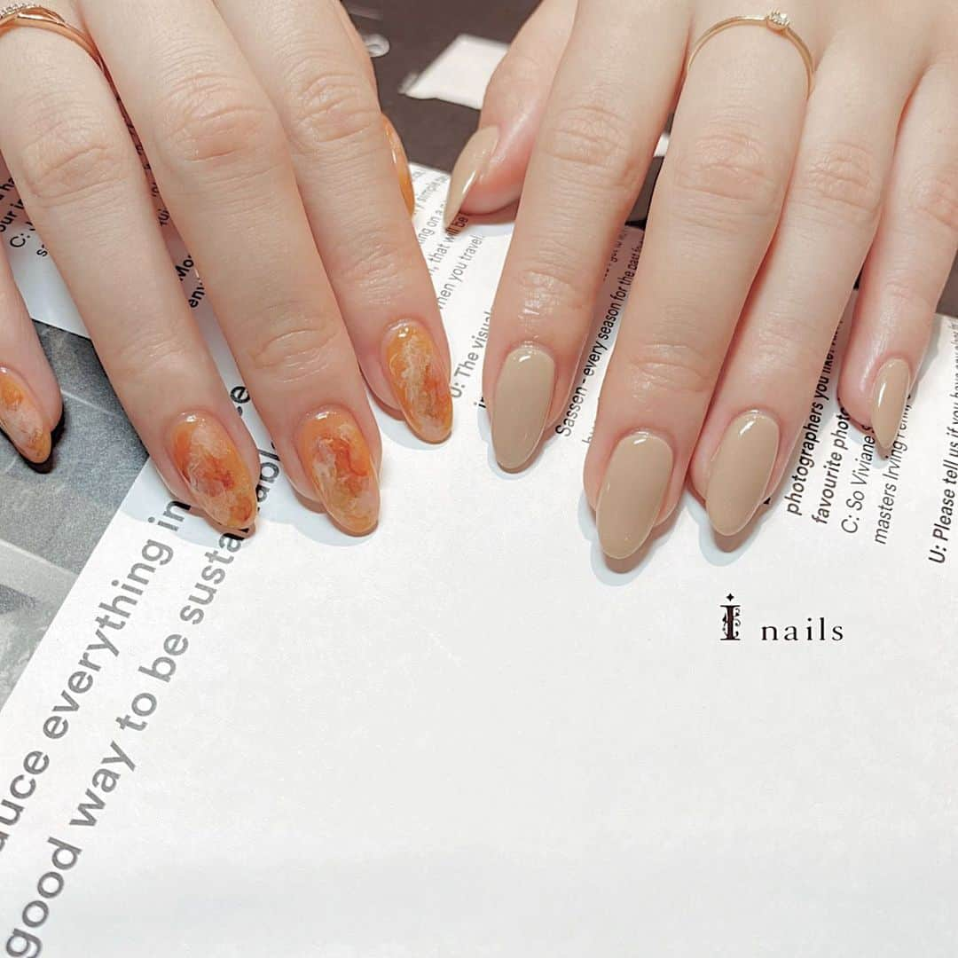 MIKI OKAMOTOさんのインスタグラム写真 - (MIKI OKAMOTOInstagram)「orange × beige '」6月13日 8時41分 - __.nail.mk