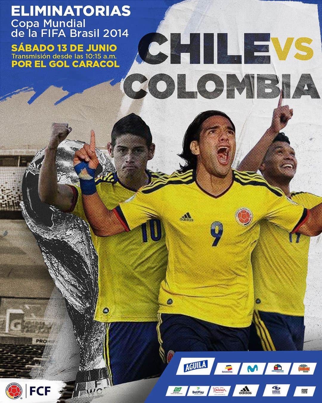 サッカー コロンビア代表チームのインスタグラム：「¡Un gran partido para recordar! . . .  Repite el partidazo 🆚 Chile en Santiago por las Eliminatorias a Brasil 2014 . . . 🏆 Eliminatorias Copa Mundial de la FIFA 2014 🆚 Chile 🗓 Sábado 13 de junio ⏱ 10:15 a.m. 📺 @golcaracol . . .  #EnModoEliminatorias #ViveElGolCaracol」