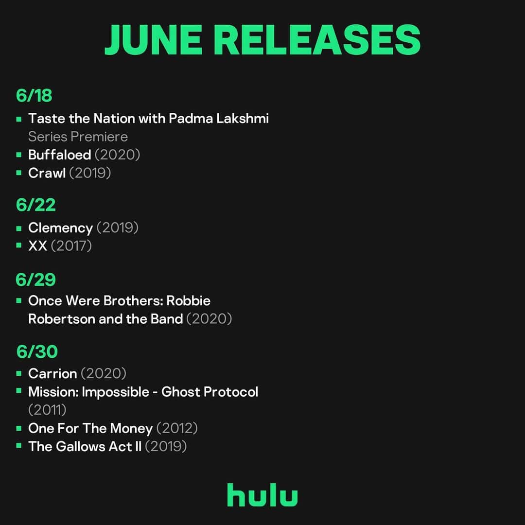 Hulu Home of Emmy-winningさんのインスタグラム写真 - (Hulu Home of Emmy-winningInstagram)「Here's what's new on Hulu this month.」6月13日 10時08分 - hulu