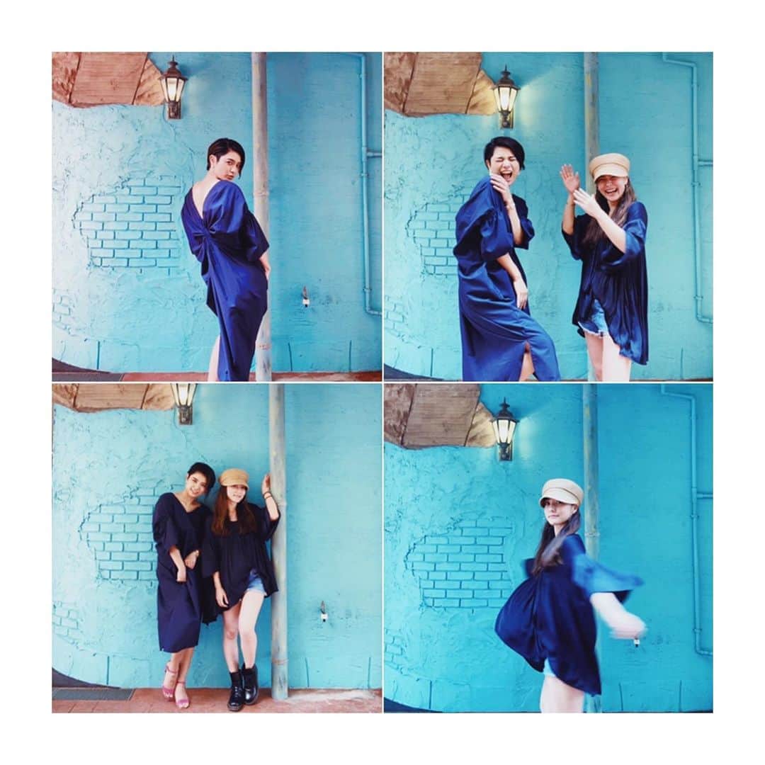金城優華のインスタグラム：「with おまみ @ma11mi26  素になれる友達がいるって最高ね♡﻿ ﻿ ﻿ ﻿ #金城の休日﻿ #応援したくなる﻿ #一生懸命な可愛い子  #そして2人同じ紺色チョイス。笑」