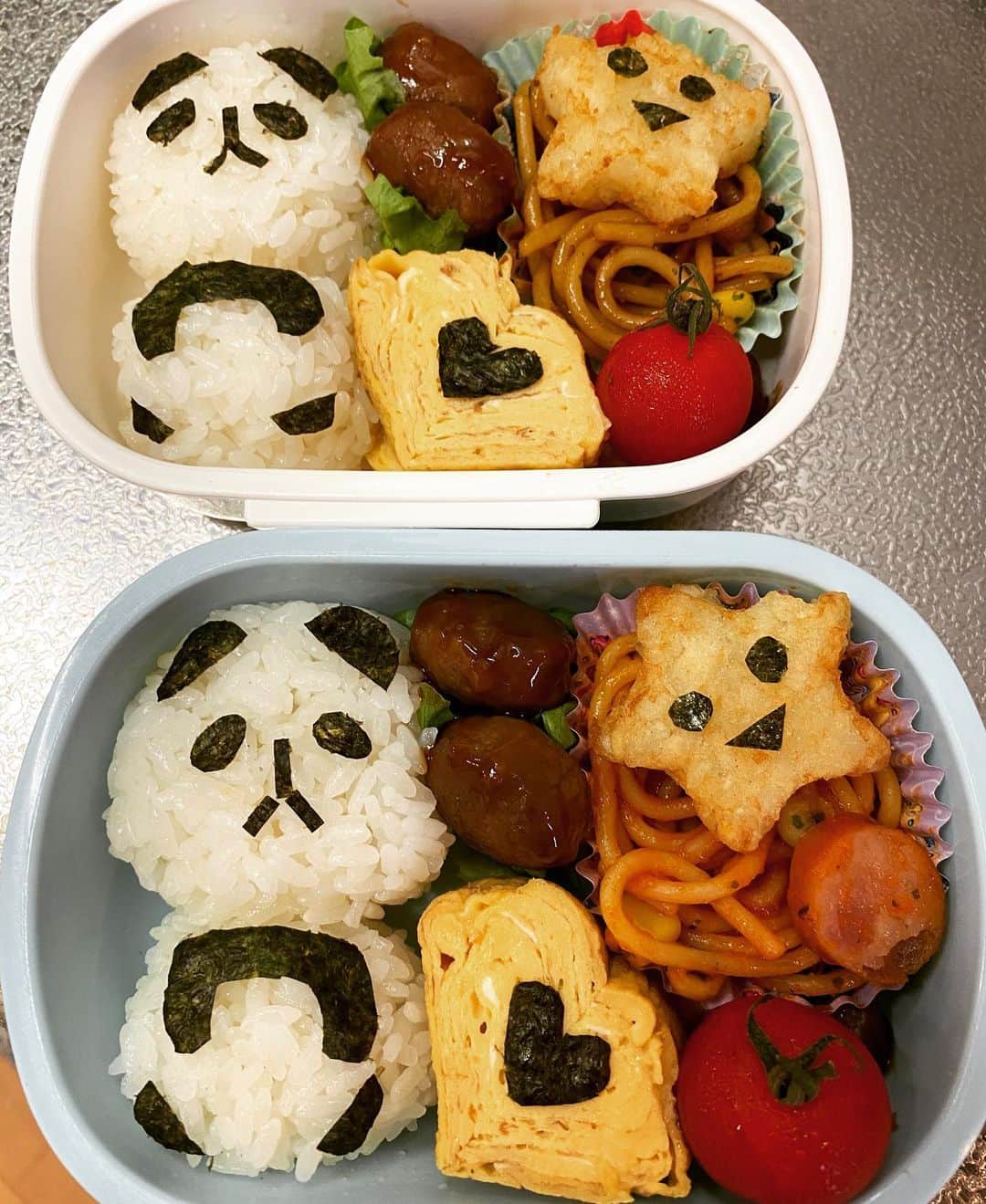 のインスタグラム：「お弁当の記録。 キャラ弁🍱 #娘4歳 #息子1歳 #パンダ #40点 #イメージとちゃう #時間ないしパンダ簡単やと思た #けどイメージとちゃう #まだまだこれからやな #母は偉大なり」