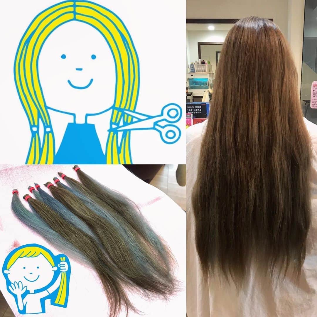 小嶋晶子のインスタグラム：「After growing my hair for over 2 years, half of my ponytail reached 12 inches in length. That's the length required to donate it. I decided to I donate it to a child with cancer. I hope my hair can be useful for someone that needs it. ヘアドネーションがしたくて伸ばしていましたが、無事31cmの長さを寄付できました💇‍♀️次回はもう少しキレイに伸ばして40cm越えの寄付ができるよう、お手入れ頑張ろう。 #ヘアドネーション #ヘアードネイション #hairdonation #jhdac #jgrace共同美容室 #goldy」