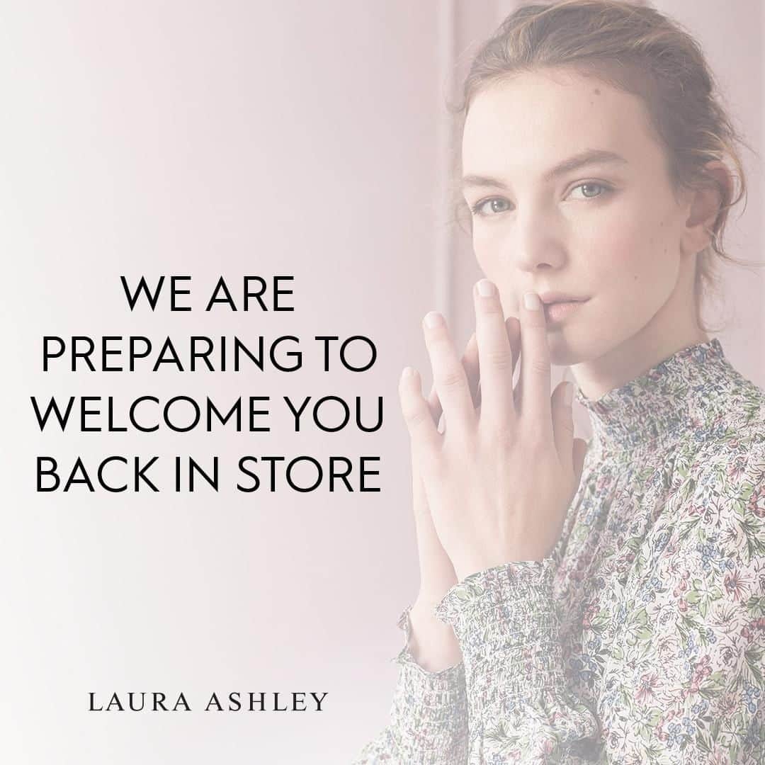 ローラアシュレイのインスタグラム：「In line with the latest government guidance, we are preparing a phased reopening of our stores from 15th June in a safe and responsible way.⁣ ⁣ Health and safety is our number one priority, so we will be introducing new measures to ensure the safety of both our customers and our staff, with more details to follow.⁣ ⁣ We thank you again for your continued support and patience during this time. We're truly looking forward to seeing you again soon.⁣ ⁣ For more information, visit lauraashley.com/store-reopenings」