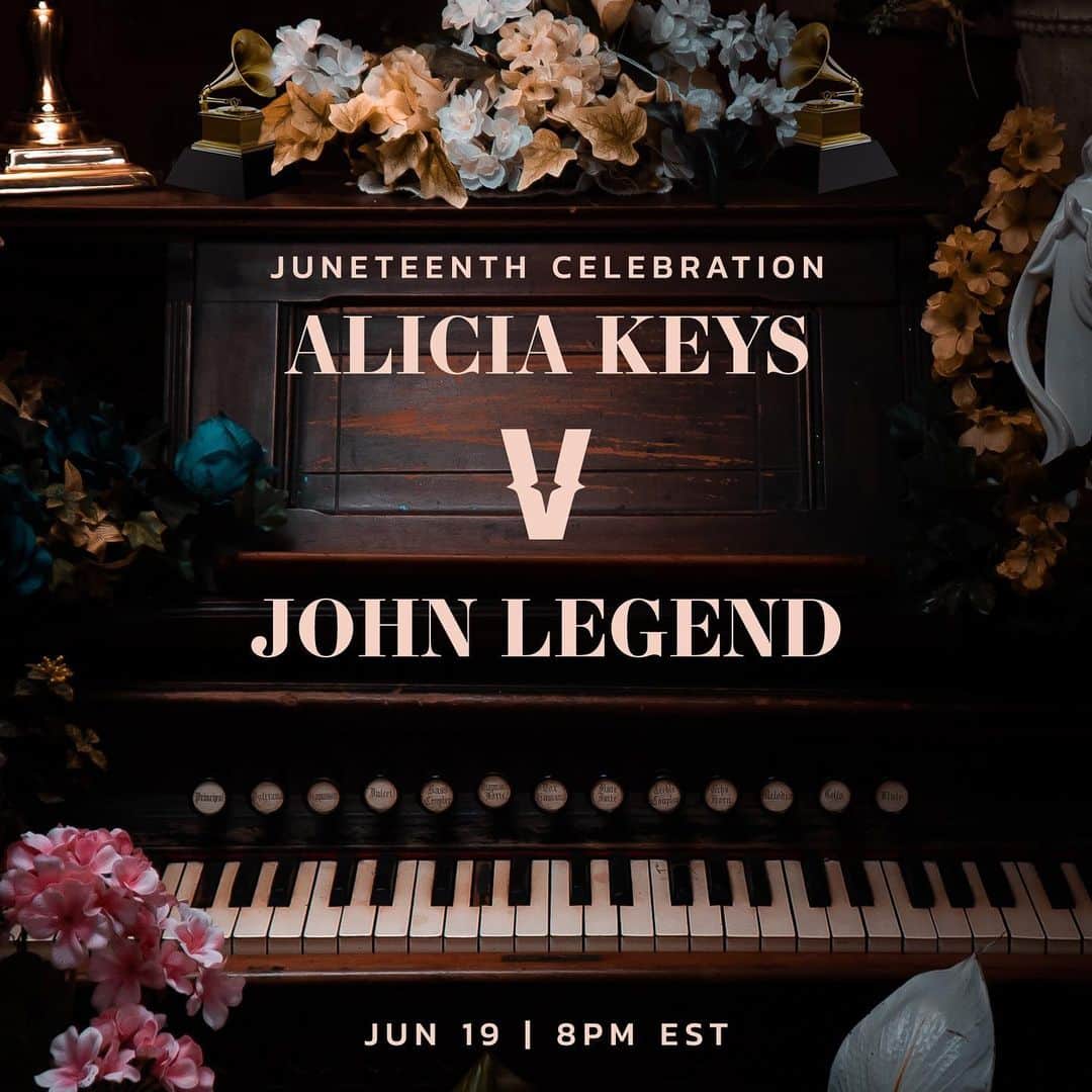 ジョン・レジェンドさんのインスタグラム写真 - (ジョン・レジェンドInstagram)「Celebrating Juneteenth with a special edition of #Verzuz! It's a battle of the pianos with me vs. @AliciaKeys this Friday, June 19th at 8ET/5PT @verzuztv」6月14日 5時03分 - johnlegend