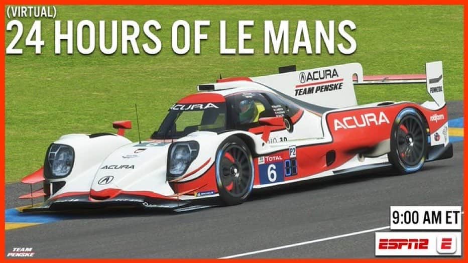 ファン・パブロ・モントーヤのインスタグラム：「Pueden seguir la carrera virtual de @24heuresdumans por @youtube, en @espn. 🇨🇴 You can follow the virtual 24 Hrs of Le Mans on their you tube page and on ESPN. 🇺🇸@team_penske @acura @ais_simulators.」