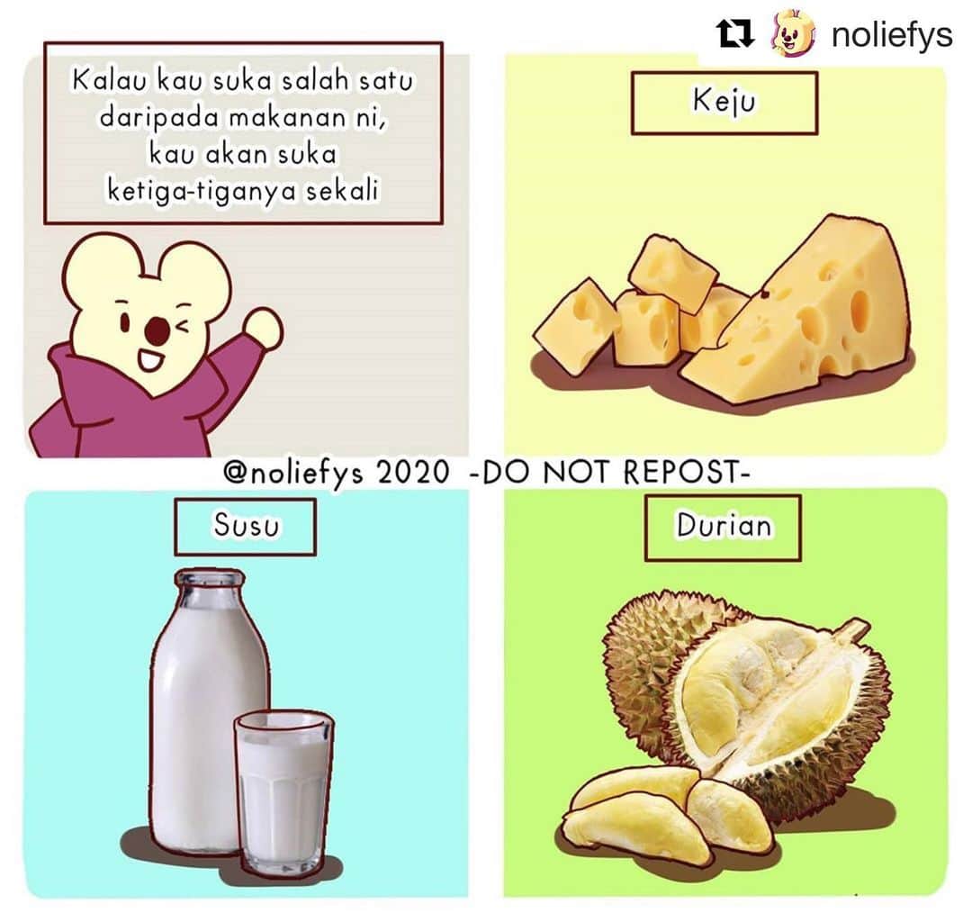 Koleksi Komik Malaysiaさんのインスタグラム写真 - (Koleksi Komik MalaysiaInstagram)「#Repost @noliefys with @get_repost ・・・ If you like cheese but hate durian, you are not a real cheese lover 😌 #myowntheory . . #facts #memes #komikpicnic」6月13日 21時50分 - tokkmungg_exclusive