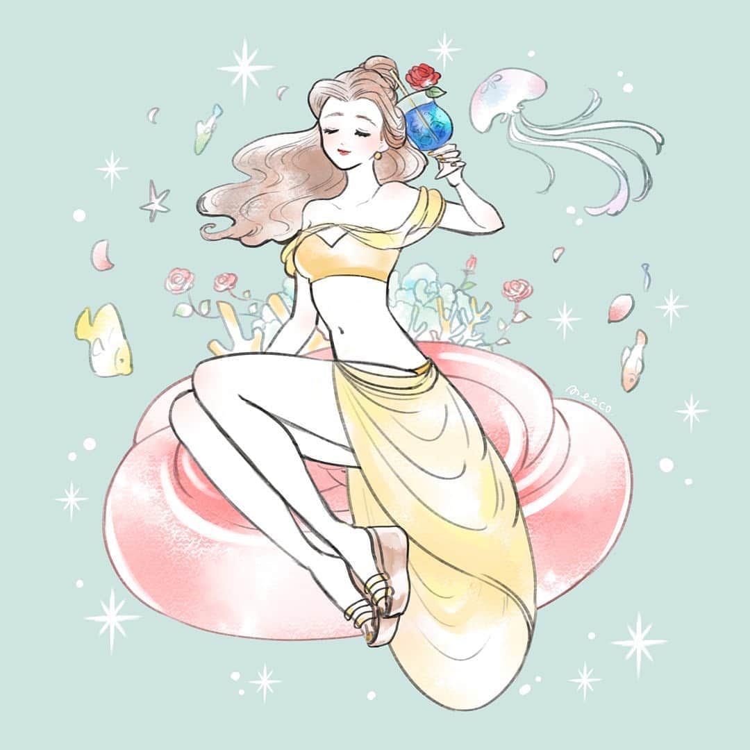 みーこさんのインスタグラム写真 みーこinstagram ベルイメージの水着 こちらのイラストのsnsアイコン等へのご使用はご遠慮ください ベル Belle 美女と野獣 Beautyandthebeast イラストレーター イラスト イラストグラム Fanart Disney