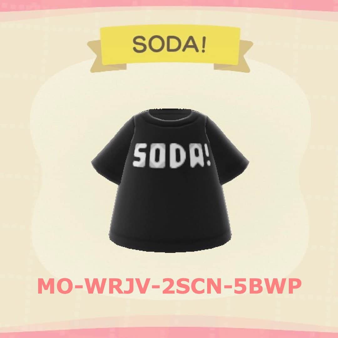 浅野忠信のインスタグラム：「「あつまれどうぶつの森」にて SODA!Tシャツ!できました! 作品IDで検索してね!(^o^)! GETPOWER!  #animalcrossing  #あつまれどうぶつの森」