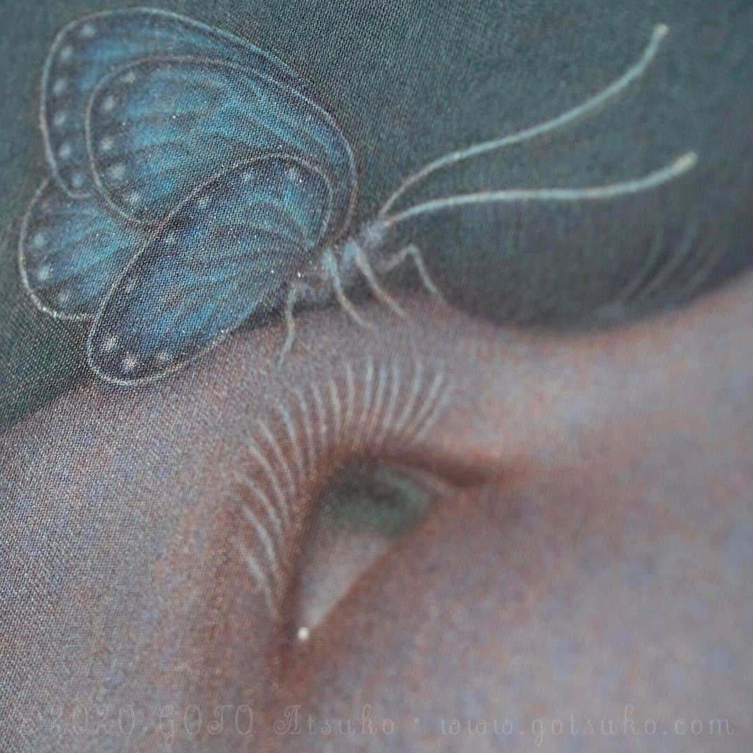 後藤温子さんのインスタグラム写真 - (後藤温子Instagram)「Details of my new painting that will be exhibited at @dorothycircus gallery in July🦋  #watercolor #painting on #cotton #dorthycircusgallery #groupexhibition」6月14日 4時47分 - gotsukooo