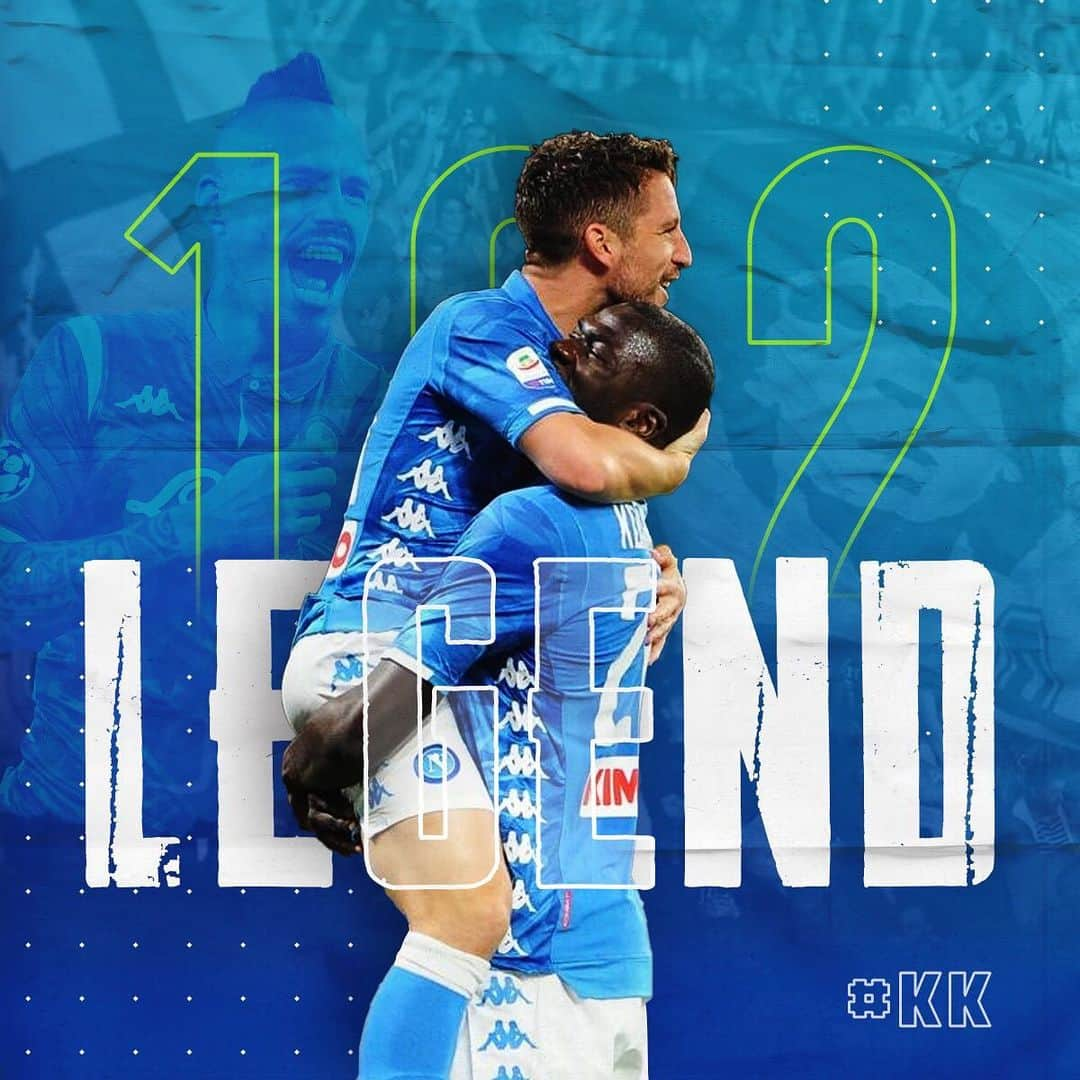 カリドゥ・クリバリさんのインスタグラム写真 - (カリドゥ・クリバリInstagram)「⚽️ 1️⃣2️⃣2️⃣ 🏅 LEGEND 🔝 @driesmertens 💙 @officialsscnapoli  #KK」6月14日 7時07分 - kkoulibaly26