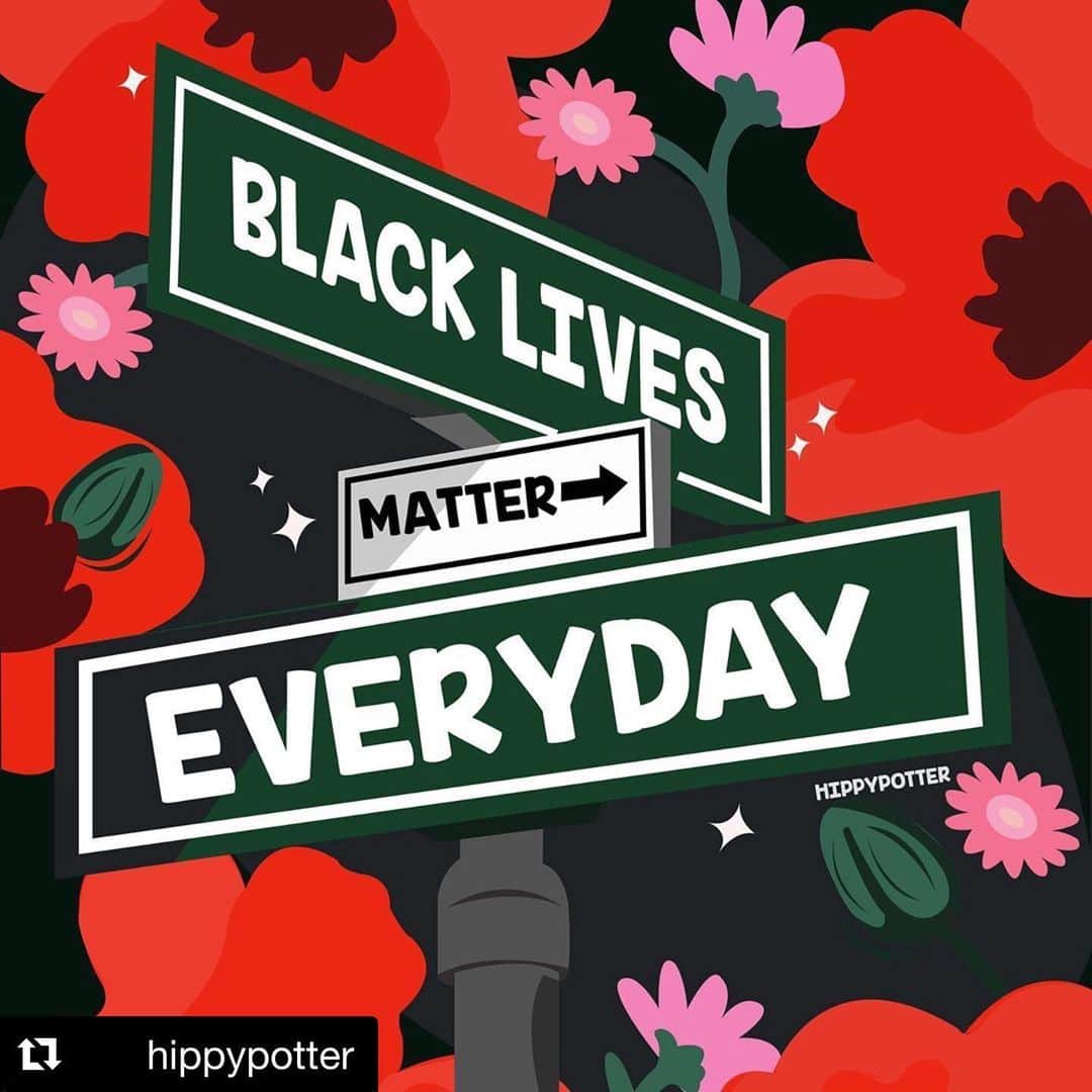 エレン・ウォンのインスタグラム：「Yes!! Love this artwork SO MUCH by @hippypotter !!! Loud, beautiful and clear. #blacklivesmatter everyday • Repost @hippypotter with @get_repost ・・・ #BlackLivesMatter everyday, and the next day and everyday after that.」