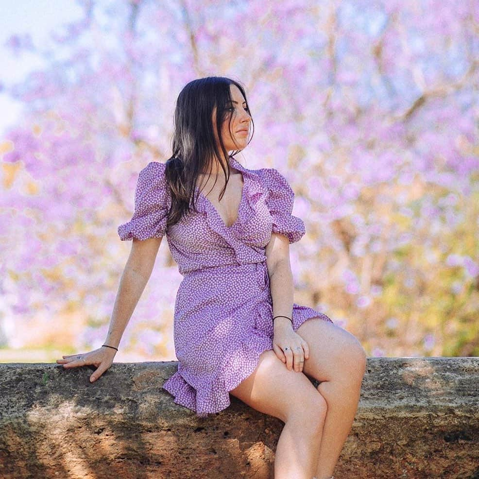 SHEINさんのインスタグラム写真 - (SHEINInstagram)「Dreaming of lavender 💜 @paularoman Shop 'SHEIN Puff Sleeve Ruffle Trim Tie Side Wrap Dress' link in bio. ID:954462 #SHEIN #SHEINgals #SHEINstyle #SHEINss2020 #SHEINsummerfun #dress」6月14日 12時08分 - sheinofficial