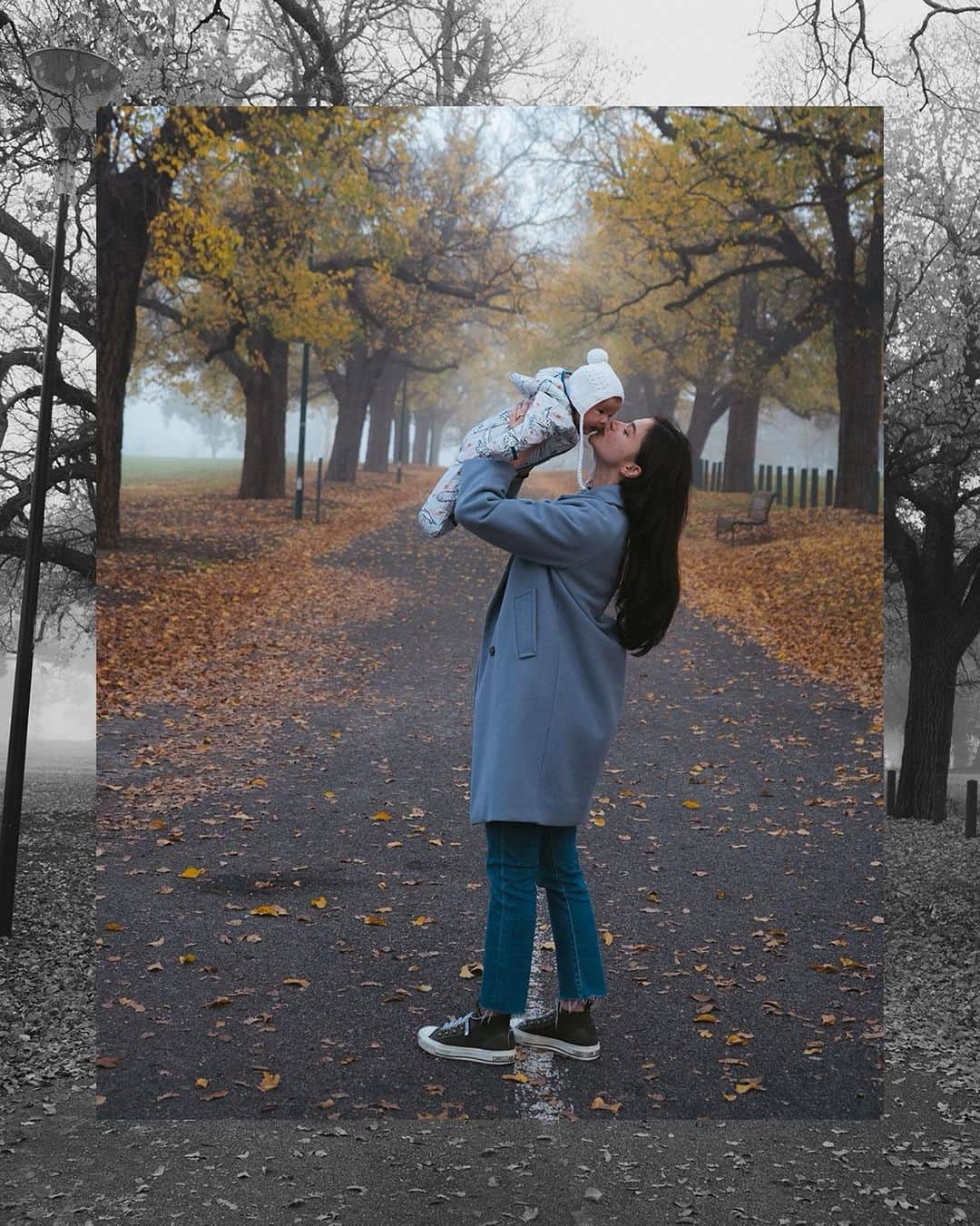 アン・カーティスのインスタグラム：「Foggy Winter Morning with my little one 🤍」