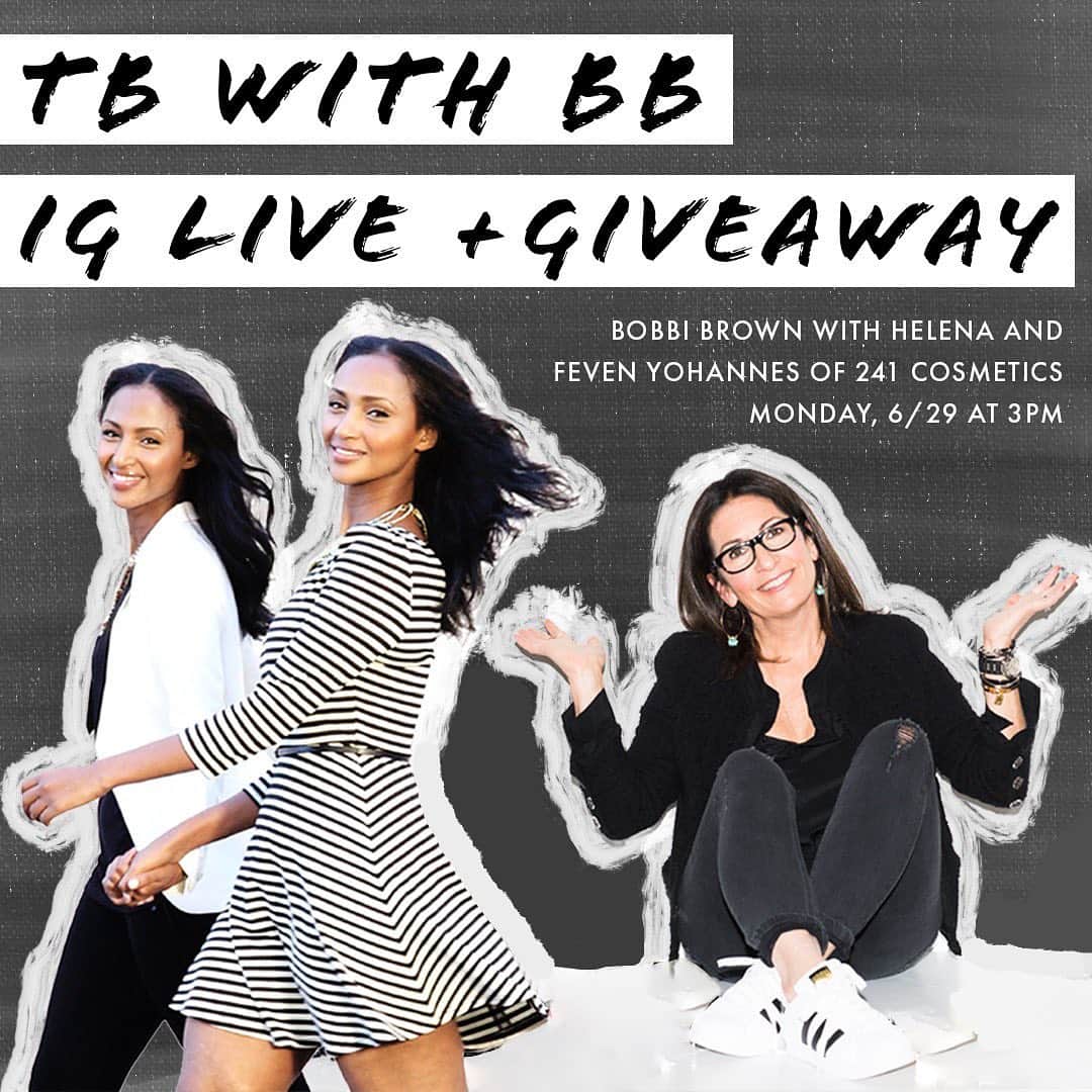 ボビー・ブラウンのインスタグラム：「IG LIVE + GIVEAWAY.  3PM EST / 12PM PST, I’ll be checking in with the beautiful twin sisters and my mentees  @thereal_helena and @thereal_feven, founders of my new favorite effortless beauty brand @241cosmetics. I’m excited to hear more about their beauty philosophy, which is rooted in early memories as political refugees from Eritrea and how they help and empower women to be confident and powerful. And how they got to be founders of a growing beauty brand. And we’ll also be sharing makeup tips! Enter to win the @evolution_18 x @241cosmetics giveaway by commenting below, tagging the women who inspire you.」