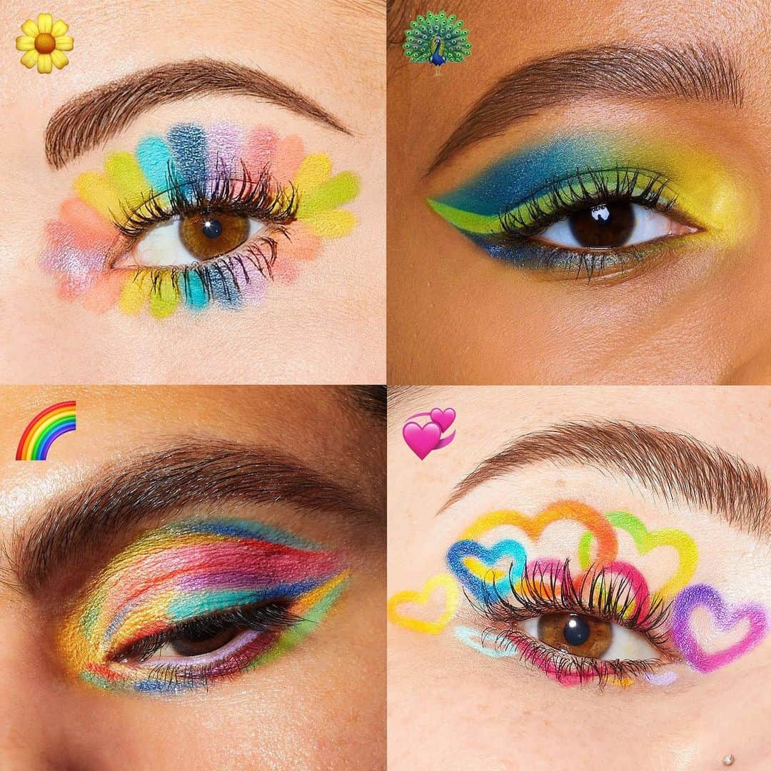 Tarte Cosmeticsさんのインスタグラム写真 - (Tarte CosmeticsInstagram)「Which colorful eye look is your fave?!🌈 Comment below! 🌼 - top left 🦚 - top right 🌈 - bottom left 💞 - bottom right #rethinknatural #crueltyfree」6月29日 10時03分 - tartecosmetics