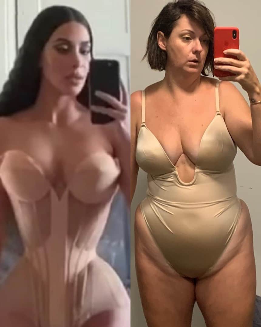 セレステ・バーバーのインスタグラム：「Kim do yourself a fucking favour and just buy the next size up, darling.  #celestechallengeaccepted #celestebarber  #funny  #kimkardashian」
