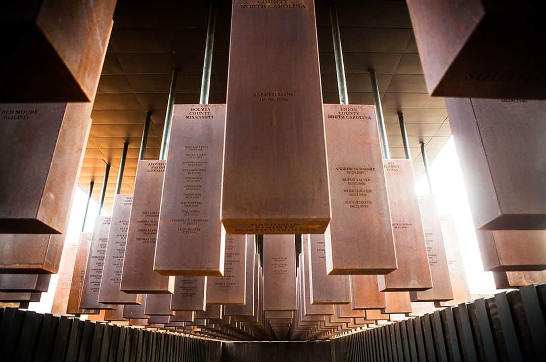 TED Talksのインスタグラム：「The National Memorial to Peace & Justice in Montgomery, Alabama, was built to recognize an ugly part of America's  history: the more than 4,000 lynching victims who were killed out of prejudice between 1877 and 1950. Standing in the shadow of the capitol building steps — and where the historic civil rights march from Selma to Montgomery concluded — the six-acre site physicalizes the lynchings with these rusted steel columns. There are more than 800 of them, one for each county in the US where a lynching occurred and engraved with the names of the Black people who were murdered there. Click the link in our bio to learn more about this monument and how it came to be:」