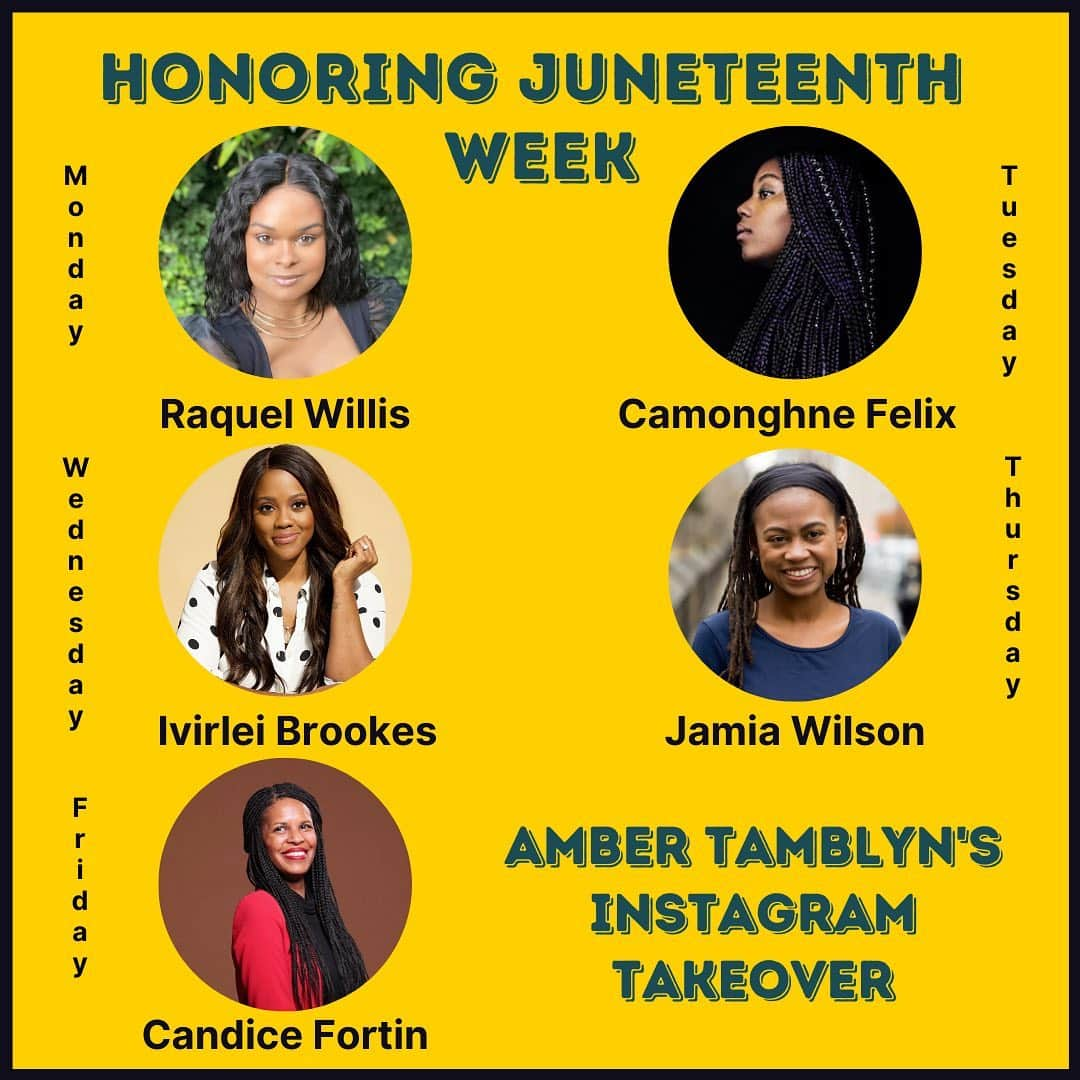 アンバー・タンブリンさんのインスタグラム写真 - (アンバー・タンブリンInstagram)「I'm so thrilled to have some of my favorite friends—black women voices in activism, organizing and leadership taking over my Instagram account every day this week, in honor and celebration of Juneteeth. Tune in and get inspired, educated and informed.  6.15 Monday Raquel Willis is a writer, activist, former editor of Out Magazine and National Organizer for the Trans Law Center, and founder of @blacktranscircles_tlc ✨⭐️✨ 6.16 Tuesday Camonghne Felix is a communications strategist and award-winning author—her next book, Let the Poets Govern, is forthcoming from Penguin Random House, 2021. ✨⭐️✨ 6.17 Wednesday Ivirlei Brookes is an actress, entrepreneur, and the voice behind the recent viral video providing anti-racist mindset adjustments for non-black allies who want to make a difference. Her company Mavenelle helps with mindset mentoring and focuses on supporting women-identifying creatives and entrepreneurs. ✨⭐️✨ 6.18 Thursday Jamia Wilson is an activist, writer, and director and publisher of the Feminist Press. ✨⭐️✨ 6.19 Friday Candice Fortin is a Bedstuy-based political organizer and producer.  #ABLM #Juneteenth #BlackLivesMatter」6月15日 1時12分 - amberrosetamblyn