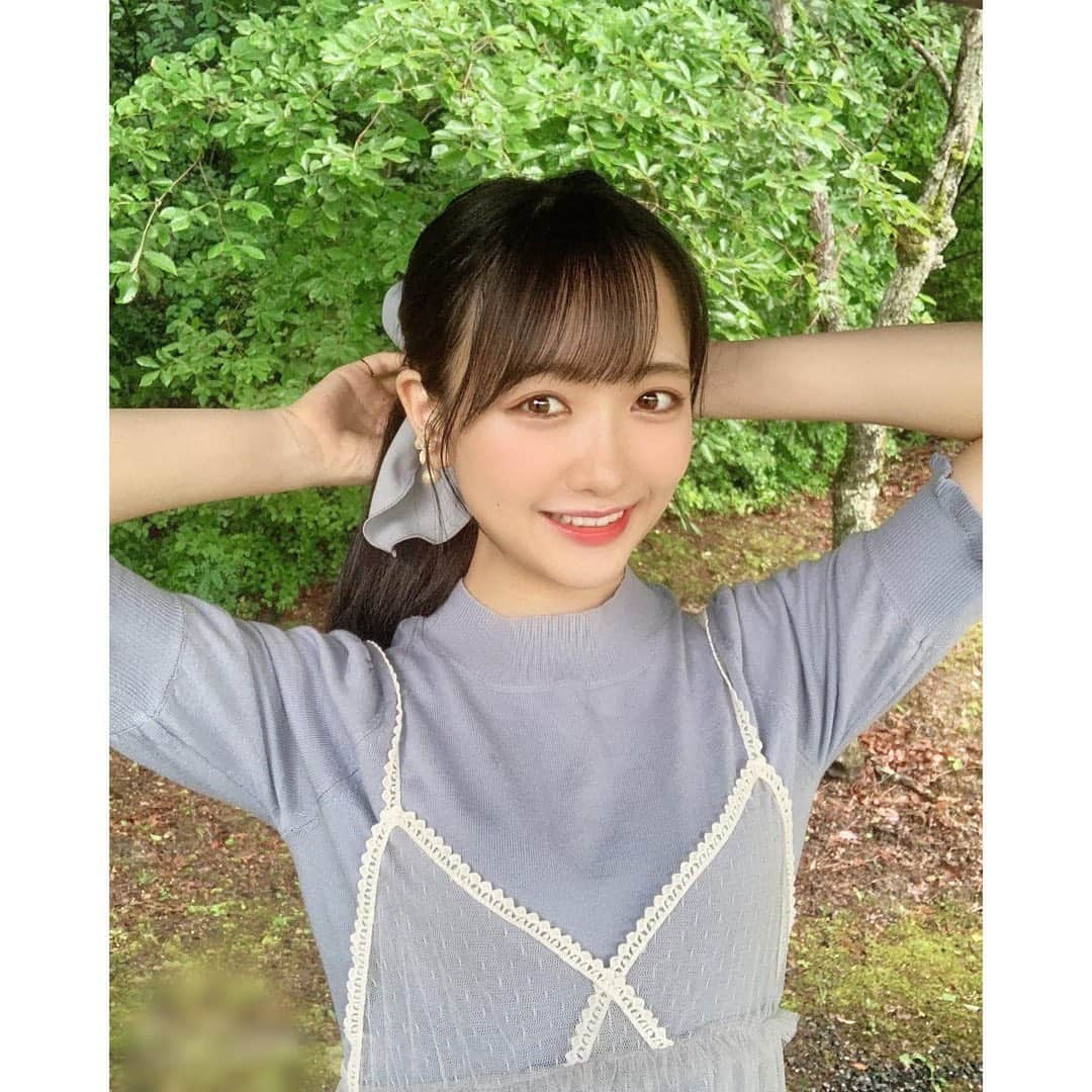 石田千穂さんのインスタグラム写真 - (石田千穂Instagram)「． 珍しく一つ結び！ リボンの色とワンピースの色が同じで可愛い☺︎ #ootd #ワンピース #tittyandco #リボン #wego #ヘアアレンジ #ポニーテール #STU48 #石田千穂」6月14日 23時21分 - chiho_ishida