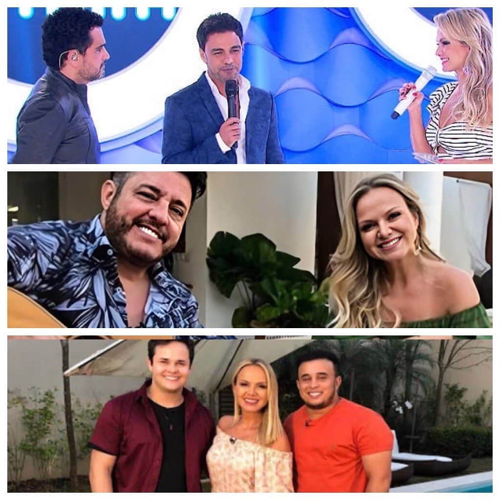 Eliana Michaelichin Bezerraのインスタグラム：「Pensa na alegria em encontrar com todos esses amigos pra lá de talentosos e queridos💕💕💕 Hoje tem @zezedicamargo @camargoluciano @brunodobem (em sua casa com a família) e @matheusekauan na intimidade com esposa e filhos❤️. Vai certo lindo o nosso programa às 15h, no SBT. #quarentena #zezedicamargoeluciano #brunoemarrone #matheusekauan #proramaeliana」