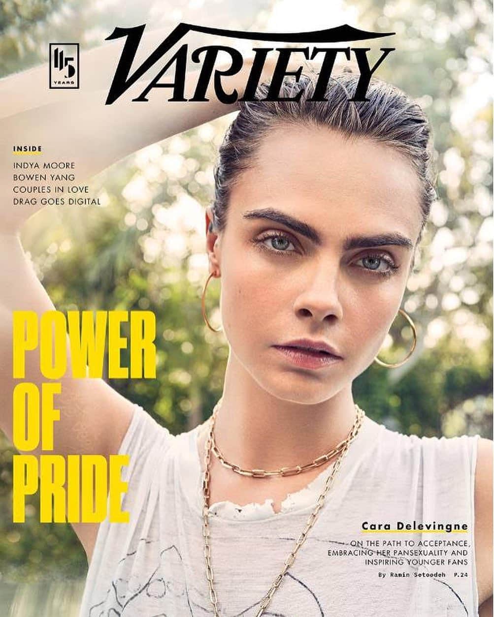 カーラ・デルヴィーニュのインスタグラム：「It’s hard to feel celebratory after stepping out in Los Angeles to march against police brutality in honor of the too many innocent Black people who have lost their lives. And in addition there have been hundreds and thousands of deaths from this pandemic. But I am proud to recognize that the events at Stonewall in June of 1969 - an event where police forcefully removed Black gay men, drag queens and gay people of all shapes and sizes from a NYC bar - were incredibly impactful due to riots led by transgender activist Marsha P. Johnson.  So today - here we are again fighting for justice around the world. While the LGBTQIA+ community has made so many strides forward and still have so many more to go, we join so many of our brothers and sisters in the fight for equality and justice. Thank you @variety for putting me on your cover and @raminsetoodeh for a safe conversation and beautiful words.」