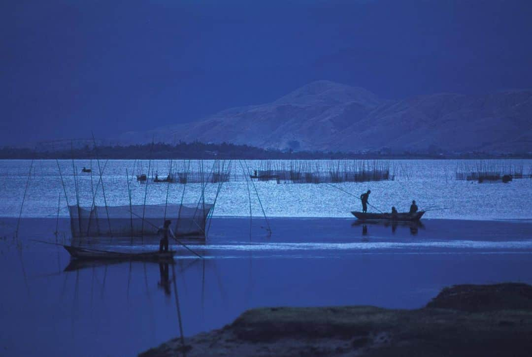 Michael Yamashitaさんのインスタグラム写真 - (Michael YamashitaInstagram)「Erhai Lake translates to “ear shaped sea,” as the view from the surrounding mountains might suggest.  It is the second largest alpine lake in China and a major feeder to the Mekong, it’s waters draining into the Lancang Jiang at the lake’s outlet on it’s southern shore. Once an important food source, it is famous for the local traditional fishing methods, using trained cormorants to hunt for fish. Rings are fixed around the bird’s necks so they can only swallow the smallest sized ones. The birds then dive and return their unswallowable catches to their masters boats for which they are rewarded with a smaller fish to eat. Now a popular tourist area, the lake has been plagued by pollution, lowering its fish stocks. But since fisherman are finding it more lucrative to perform their unique style of fishing for tourists than to actually catch fish for sustenance, only the fishermen and their unusual technique are in danger of disappearing. #erhailake #mekong #yunnan #cormorantfishing #lancang  A limited number of signed copies of Mike’s out-of-print book “A Journey on the Mother of Waters: Mekong” are available to purchase from our website michaelyamashita.com or the link in our profile.」6月15日 6時35分 - yamashitaphoto