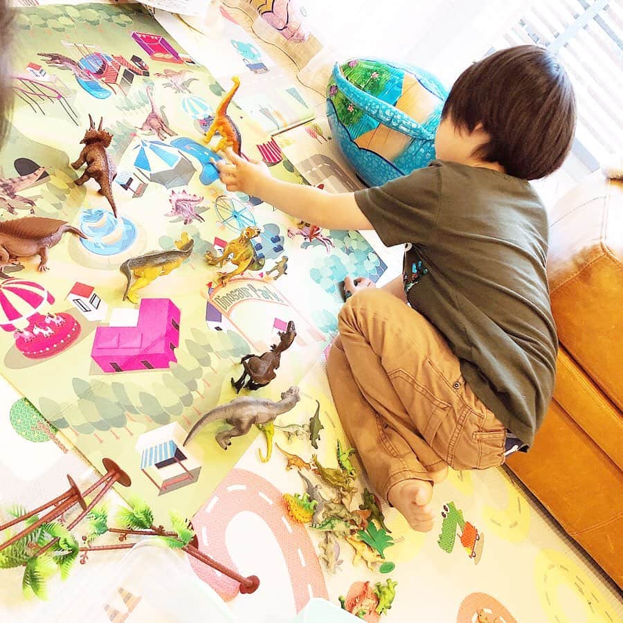 神戸蘭子さんのインスタグラム写真 - (神戸蘭子Instagram)「恐竜🦖 . #男の子　#4歳　#お家時間 #恐竜　#男の子ママ #ママライフ　#2人育児　#おもちゃの取り合い　 #将来は恐竜になりたい って。」6月15日 12時05分 - ranran0414