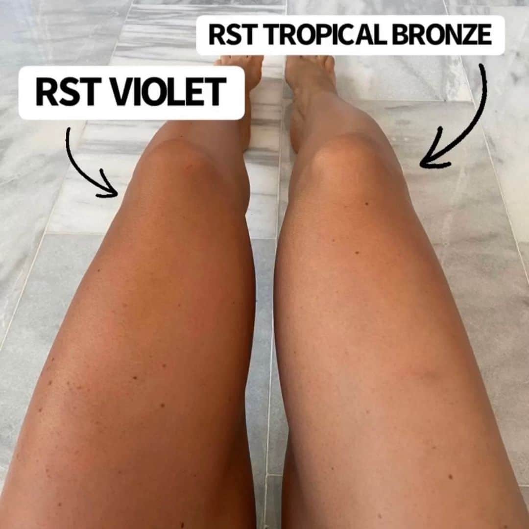 Paige Hathawayさんのインスタグラム写真 - (Paige HathawayInstagram)「Swipe 👉🏼 Which color of self tanner do you like best? @rossaselftanning VIOLET (left) OR (right) TROPICAL BRONZE?  RST VIOLET 💜 is a mix of violet and dark brown bronzers counteracts red and gold undertones in your skin to deliver a natural looking rich, cool tan!  RST TROPICAL BRONZE 🤎 is a natural green base mixed with reddish undertones to avoid orange colors. The instant dark bronzer allows you to look like you’ve been at the beach for weeks!  WHICH COLOR OF RST DO YOU LIKE BETTER? 🤷🏼‍♀️ Use code: PHFIT to save 15% off your entire order!」6月16日 1時33分 - paigehathaway