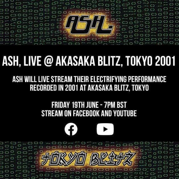 アッシュさんのインスタグラム写真 - (アッシュInstagram)「We know you are missing attending shows as much as we miss playing so this Friday we will be streaming our Akasaka Blitz, Tokyo show from 2001 on the Ash Facebook & YouTube channel. RSVP to the Facebook event & let us know where you'll be watching from (link in bio) #ashtag #ash #ashband #livestream #tokyo #blitz #live」6月16日 5時56分 - ash_1977