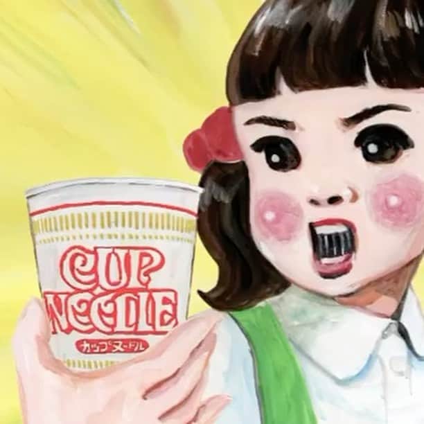 五月女ケイ子のインスタグラム：「自粛中に描いていた日清カップヌードルのCM、オンエアーが始まりました。案をいただいたときに、とても面白かったので、私は特に幸せを込めて描きました。 どうぞよろしくお願いします。   #五月女ケイ子#keikosootome #イラスト#イラストレーション #illustrator #illustration  #illustrationartist#artwork#drawing  #cm#cupnoodles #カップヌードル #カップヌードルCM」