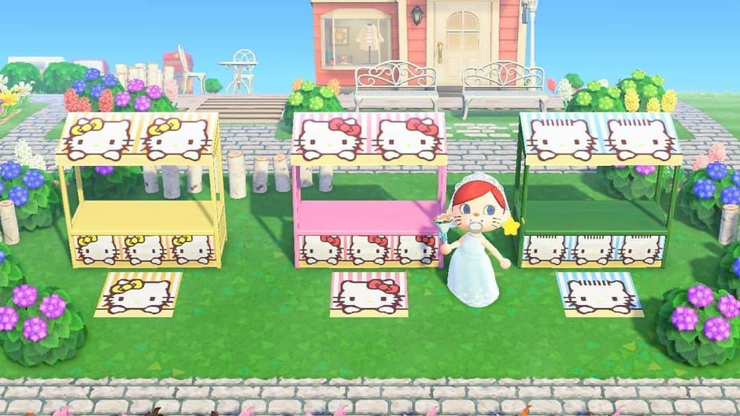 のインスタグラム：「やたい用の #マイデザイン 作りました🍎  #あつ森 #どうぶつの森 #AnimalCrossing  #ACNH #ACNHDesign  #ハローキティ #サンリオ #キティラー #キティ活 #ピューロアンバサダー #ハロスイアンバサダー #HelloKitty #Sanrio #HelloKittyLover」