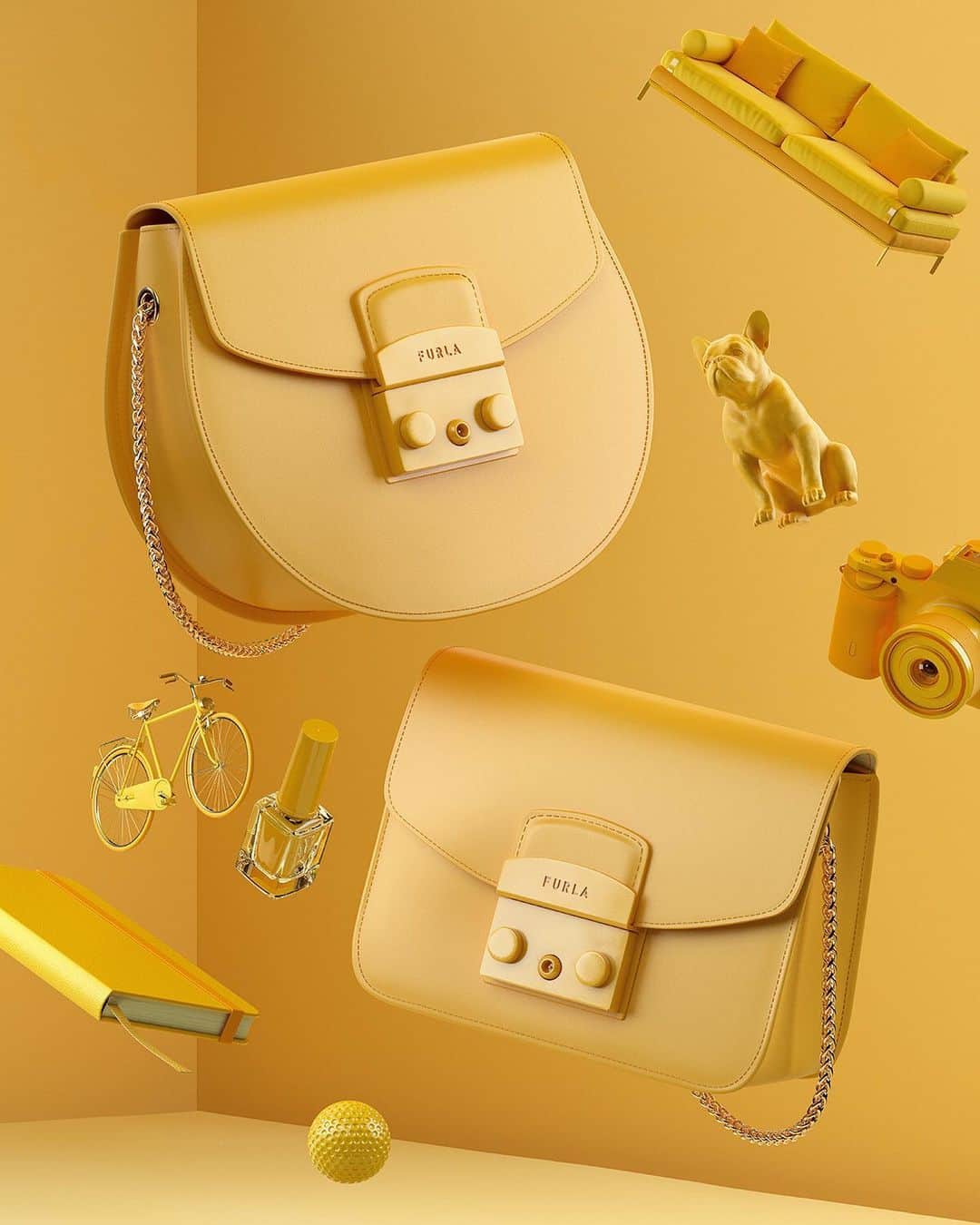 フルラのインスタグラム：「Move in all directions with the Furla Metropolis and its new shape options. Pack up your fashionable life in yellow.  #furlametropolis #dreammetropolis #thefurlasociety #furlafeeling #newcollection #furla #accessories #fashion」