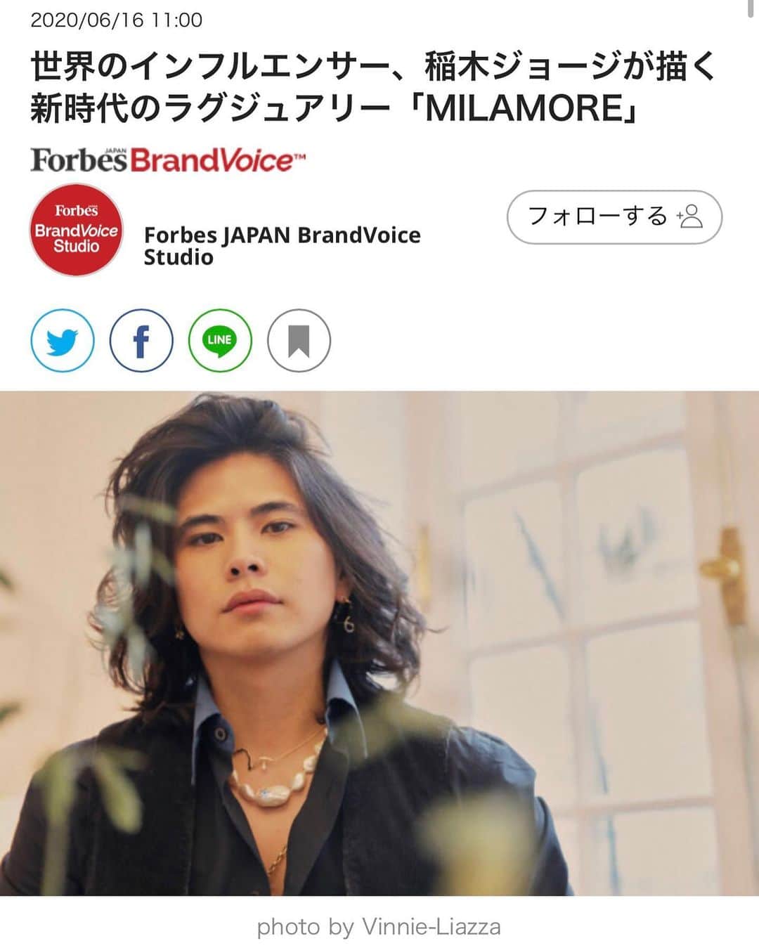 のインスタグラム：「Thanks @forbesjapan for featuring me and being extremely supportive💡I spoke about my vision for @milamorejewelry ⛓💎 フォーブスジャパンに取材をしていただきました📝ミラモアへのブランドビジョンのお話しや、パリでの展示会について綴られています。  https://forbesjapan.com/articles/detail/35095?n=1&e=34543」